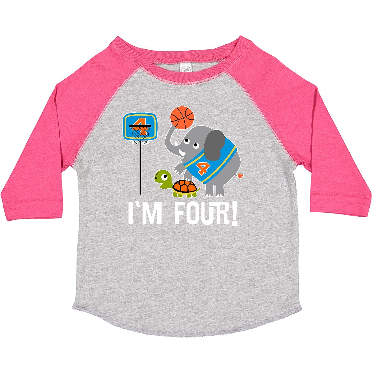 Inktastic Basketball 4th Birthday T-Shirt for 4 Year Old Boys & Girls - Fun Toddler Birthday Gift for Basketball Lovers & Sports Themed Parties