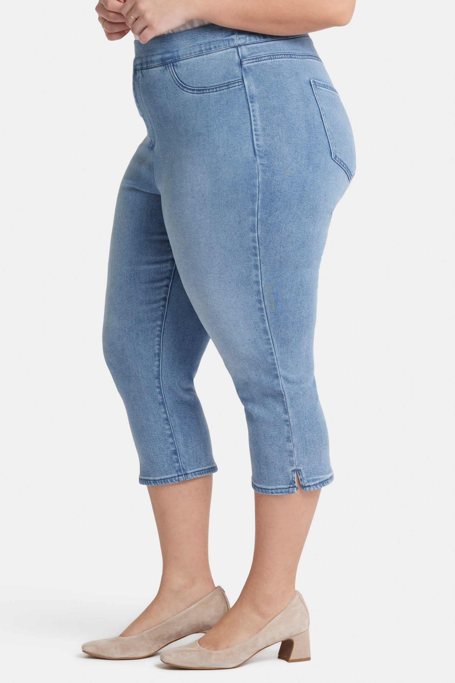 Dakota Women's Plus Size Crop Pull On Jeans - Comfortable Stretch Denim Pants for Casual Wear & Everyday Outfits