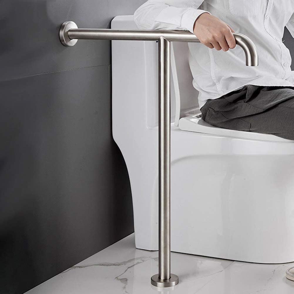 Stainless Steel Bathroom Safety Handle Bar - Non-Slip Wall & Floor Grab Bar for Disabled & Elderly - Satin Finish for Shower, Bathtub & Toilet Safety (ADA Compliant) - Perfect for Fall Prevention & Mobility Assistance