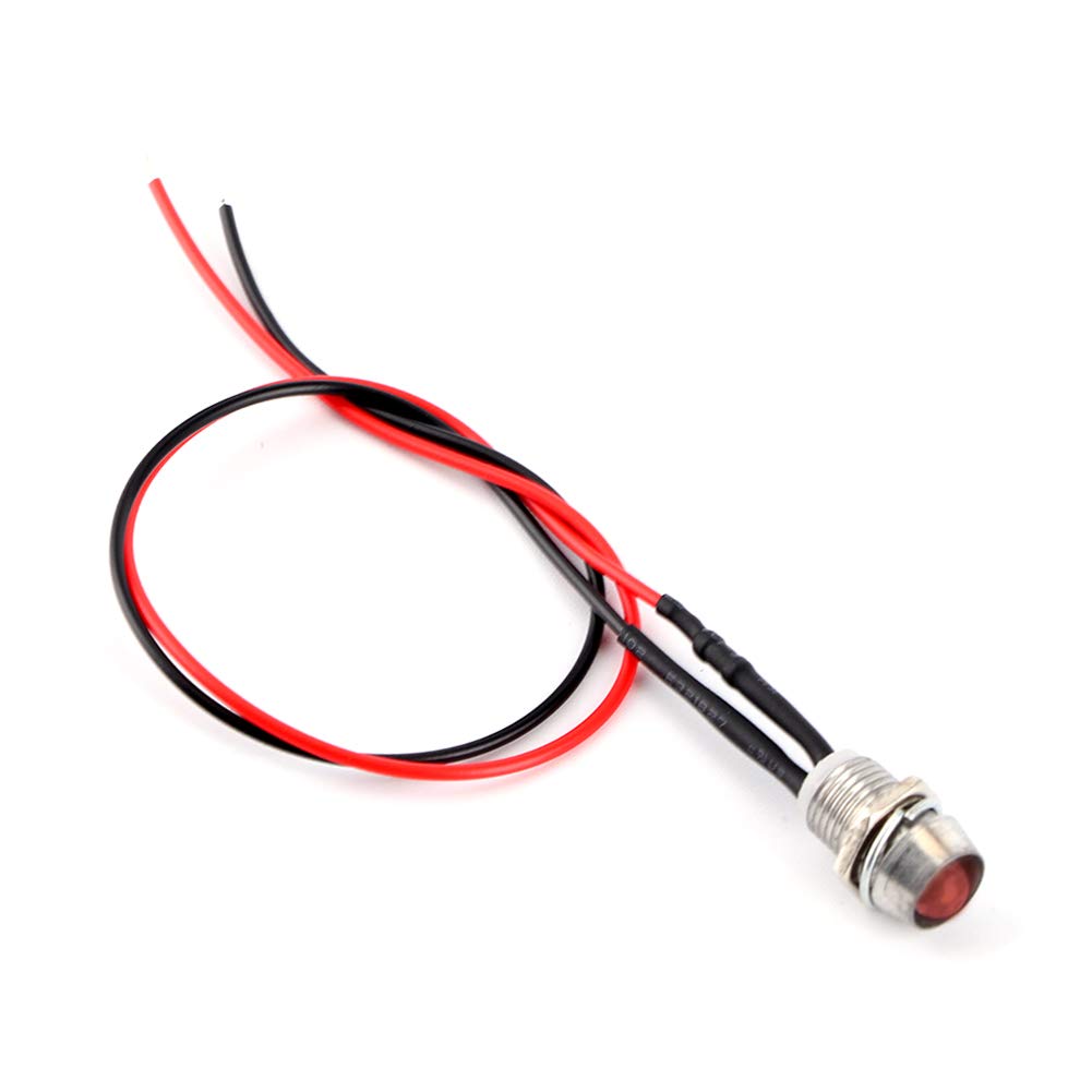 4 Pack 12V 8mm LED Panel Pilot Dash Warning Light Indicator Lamps - Red for Cars, Vans, Trucks - Perfect for Emergency, Warning & Fog Light Applications