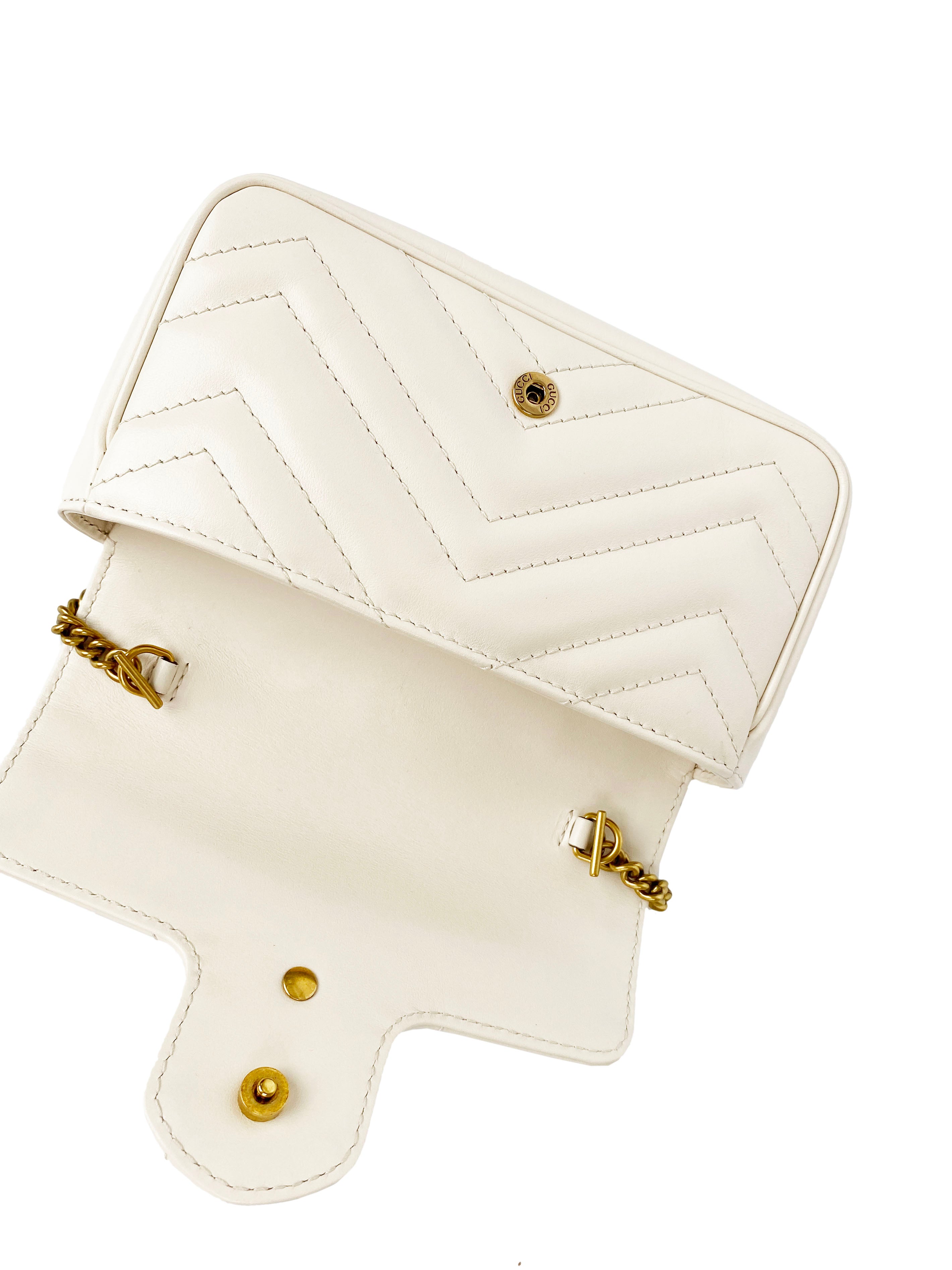 Gucci Super Mini White Marmont Crossbody Bag - Luxury Leather Shoulder Purse for Women, Perfect for Date Night & Evening Events