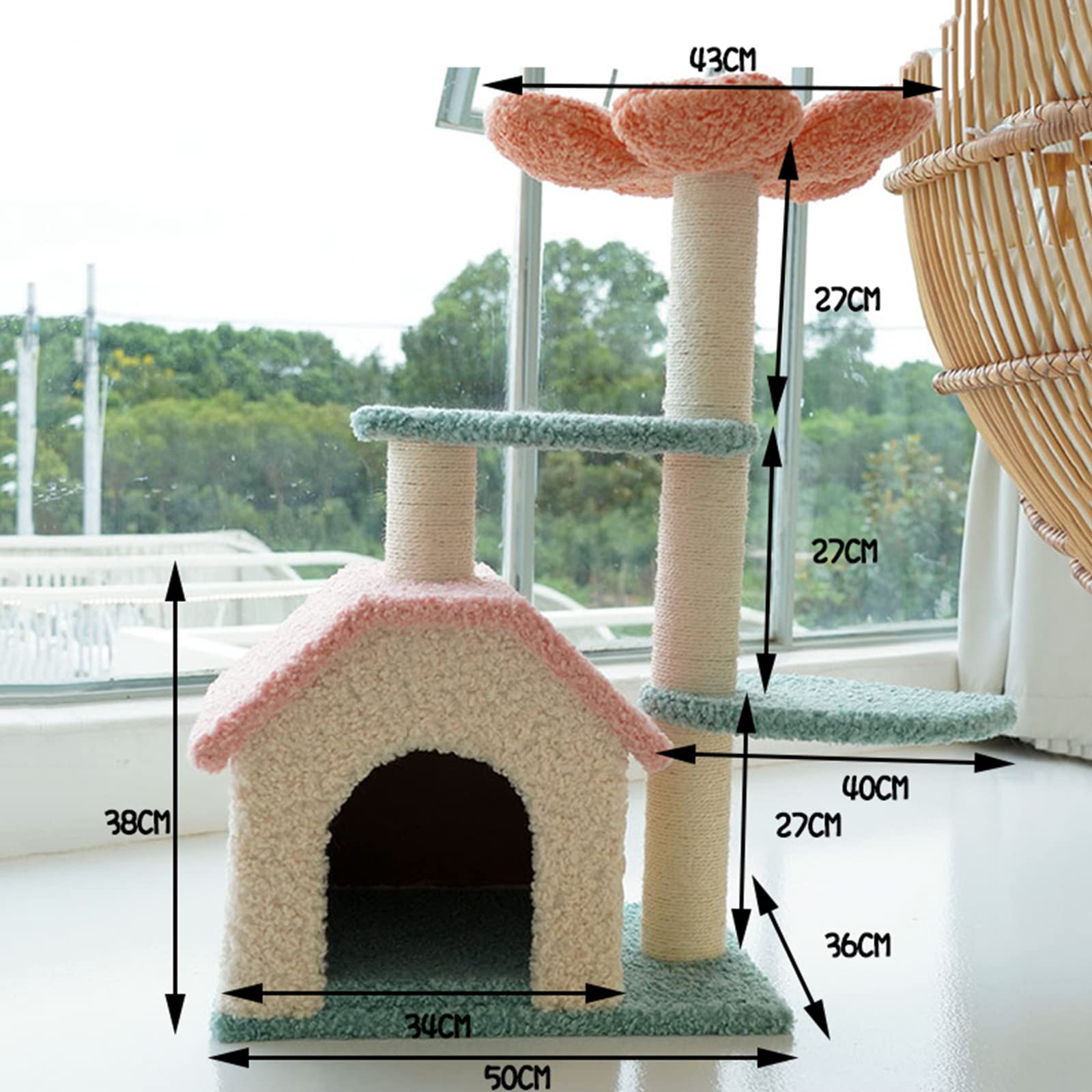 LFFH Flower Shaped Cat Tower - Double Layer Cat Condo with Sisal Scratching Post, Climbing Frame & Cozy Cat House for Kittens & Adult Cats | Perfect for Indoor Play, Exercise & Relaxation in Living Room or Bedroom