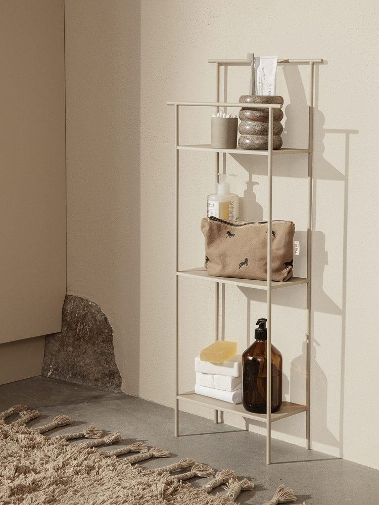 FERM LIVING Dora Wall Shelf Unit - Modern Scandinavian Floating Shelves for Living Room, Bedroom & Office - Cashmere Finish Storage Organizer for Books, Plants & Home Decor