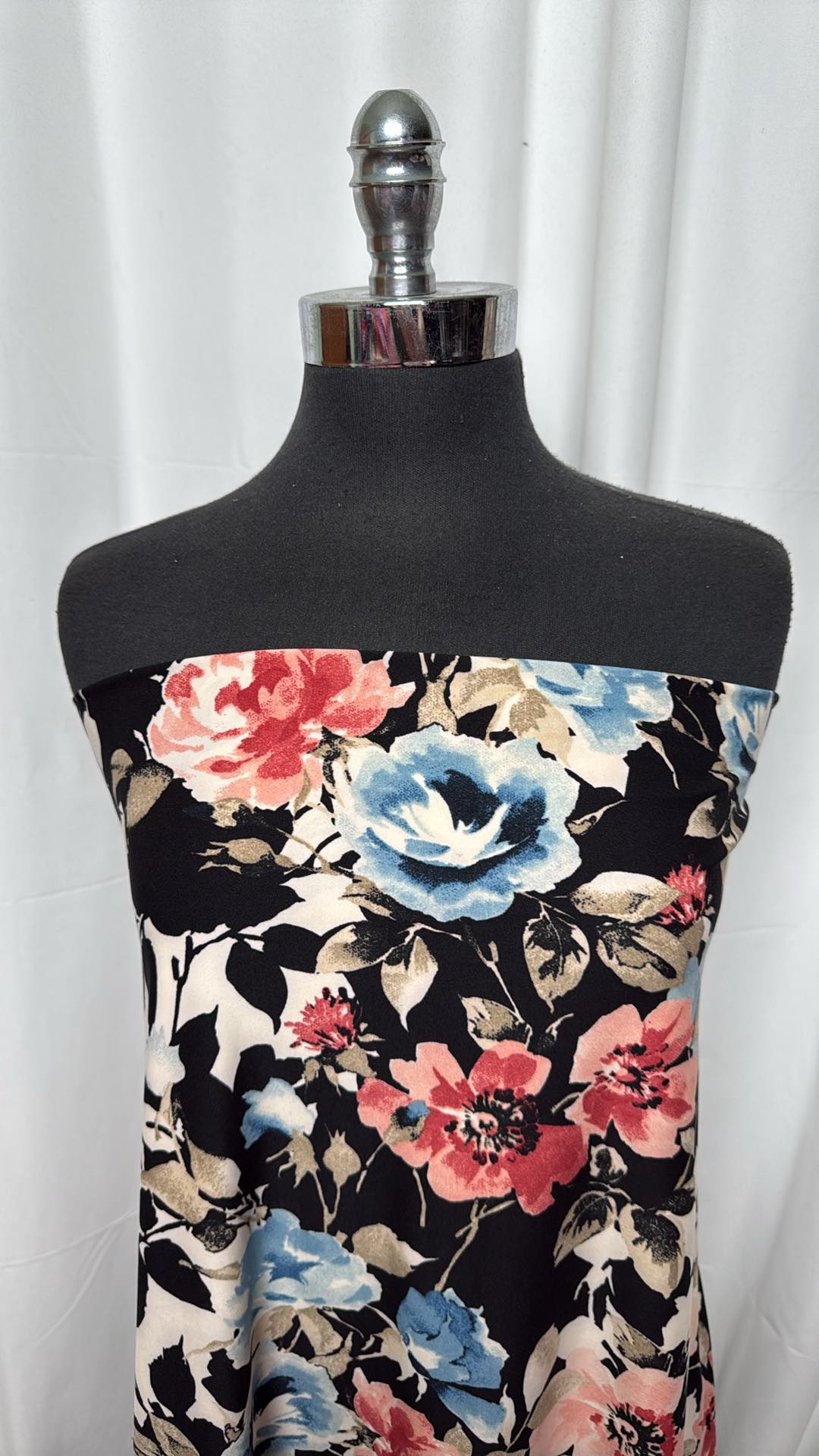Floral Print Double Brushed Poly Spandex Fabric - 2 Yard Cut - Soft Stretchy Material for DIY Dresses, Leggings & Activewear