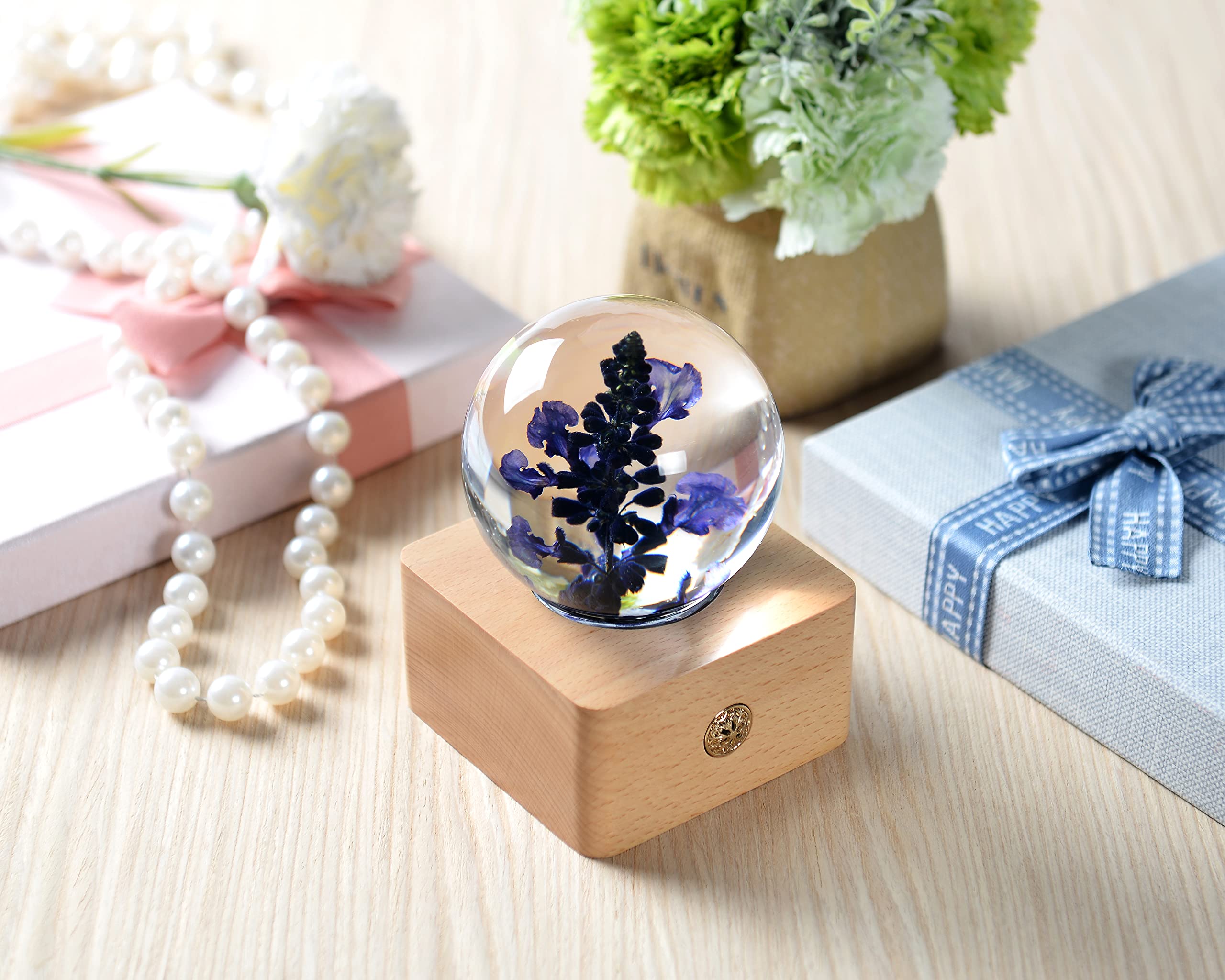 Forever Lavender Flowers in 3D Crystal Ball - Elegant Gift for Women, Girlfriend, Wife, Mom | Birthday, Anniversary, Wedding Present | Home Decor for Living Room, Bedroom, Office