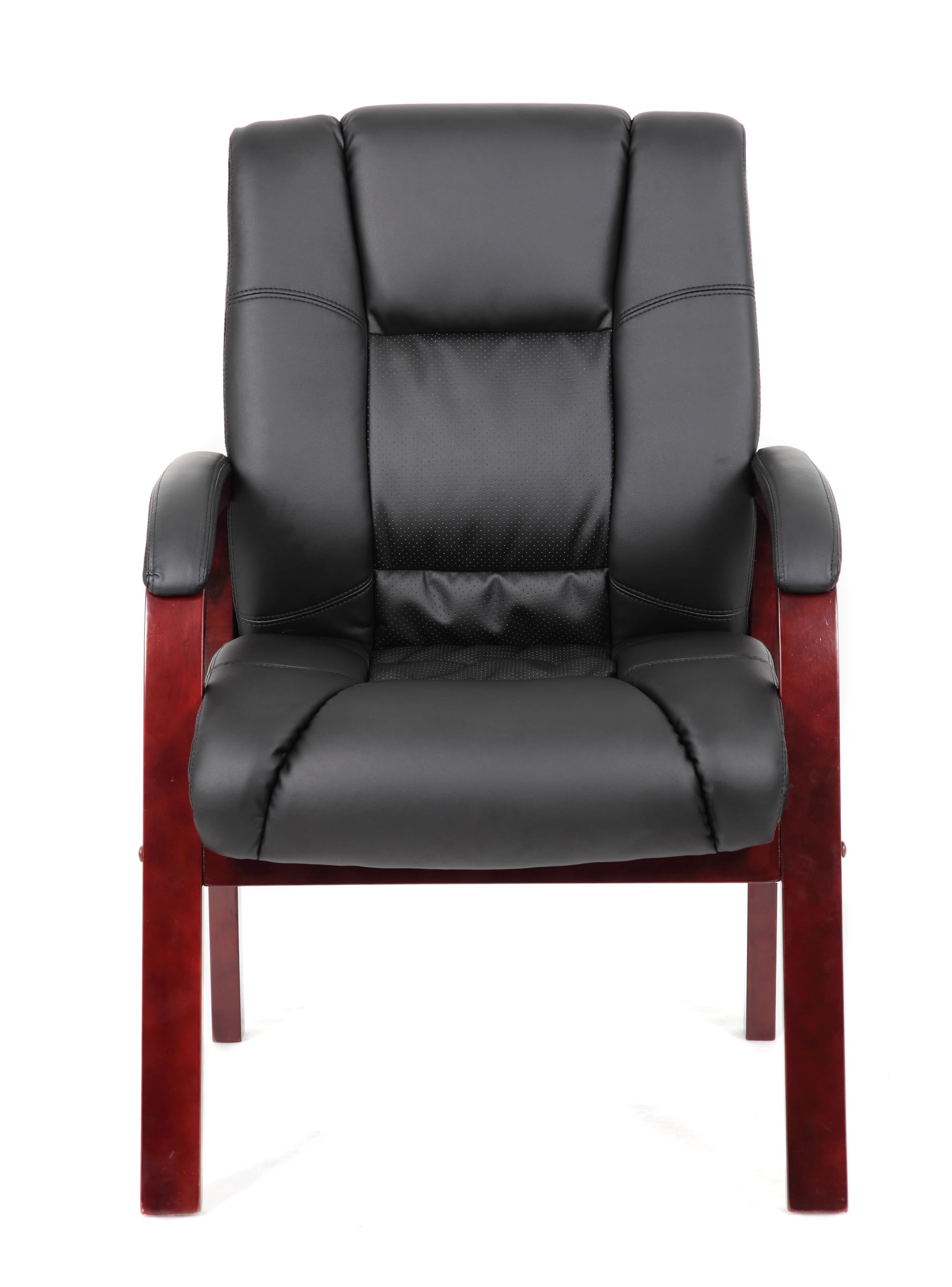 Boss Office Products Mid Back Wood Finished Guest Chair - Ergonomic Office Chair for Home & Business Use - Perfect for Conference Rooms, Waiting Areas & Guest Seating