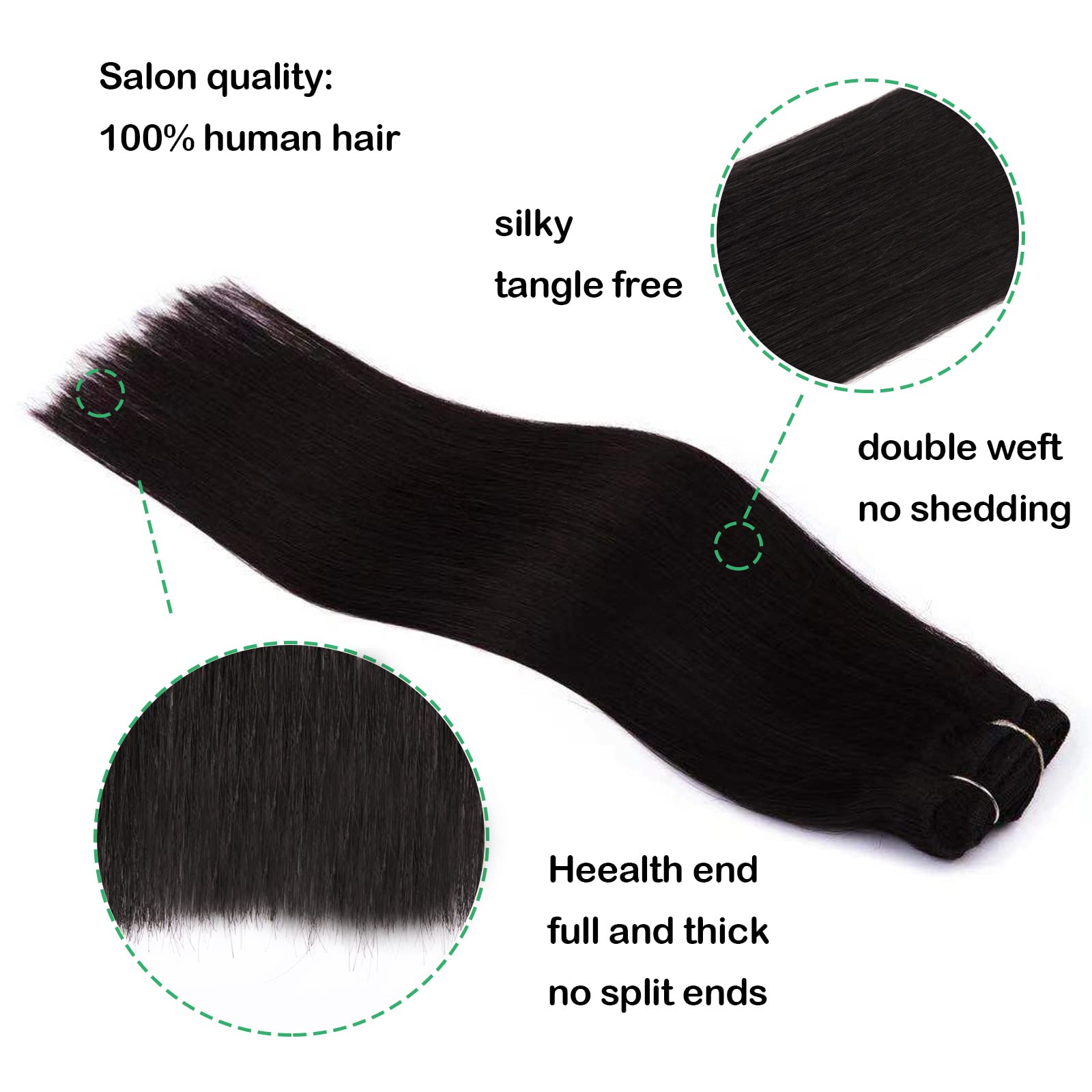18 Inch Clip in Human Hair Extensions - 7pcs 120g Natural Black Silk Straight Hair - Perfect for Parties, Weddings & Daily Styling