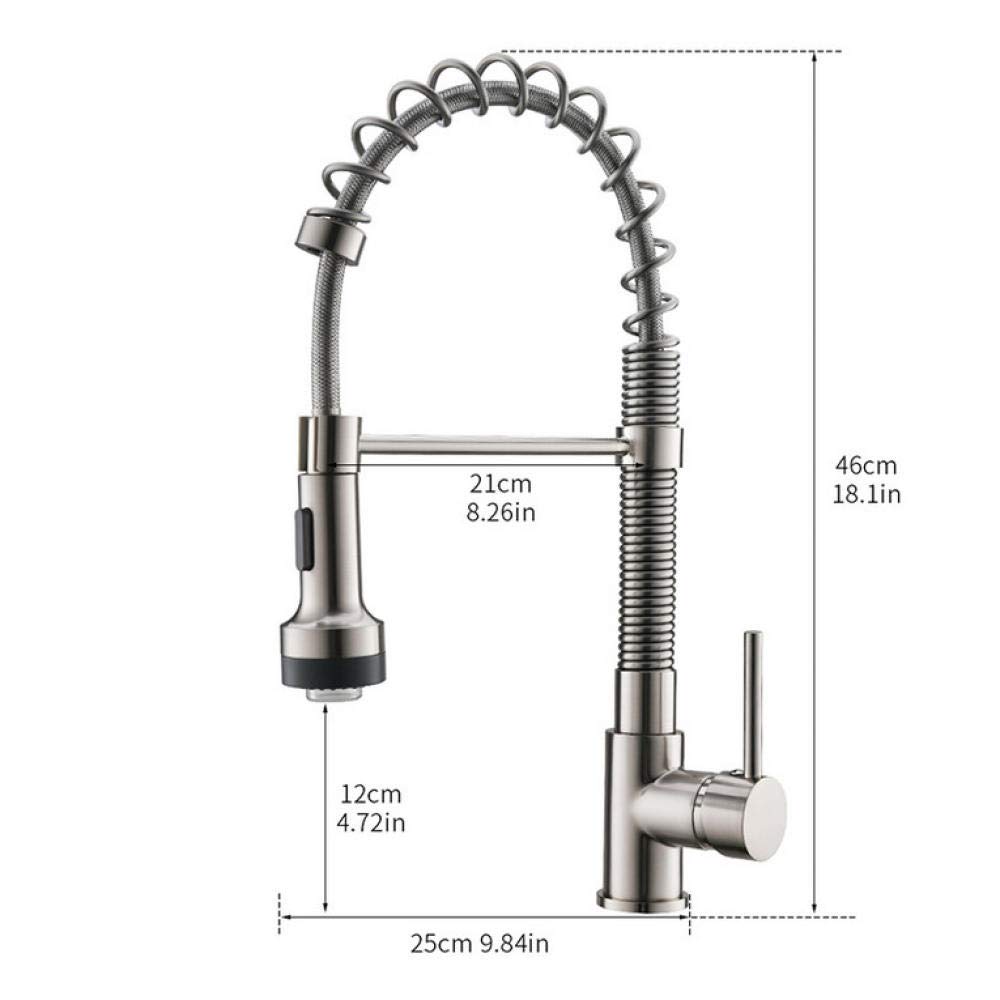 Led Spring Style Brushed Nickel Pull Down Kitchen Faucet with Brass Swivel Tap for Hot and Cold Water Mixer, Ideal for Modern Home Kitchens and Sink Upgrades