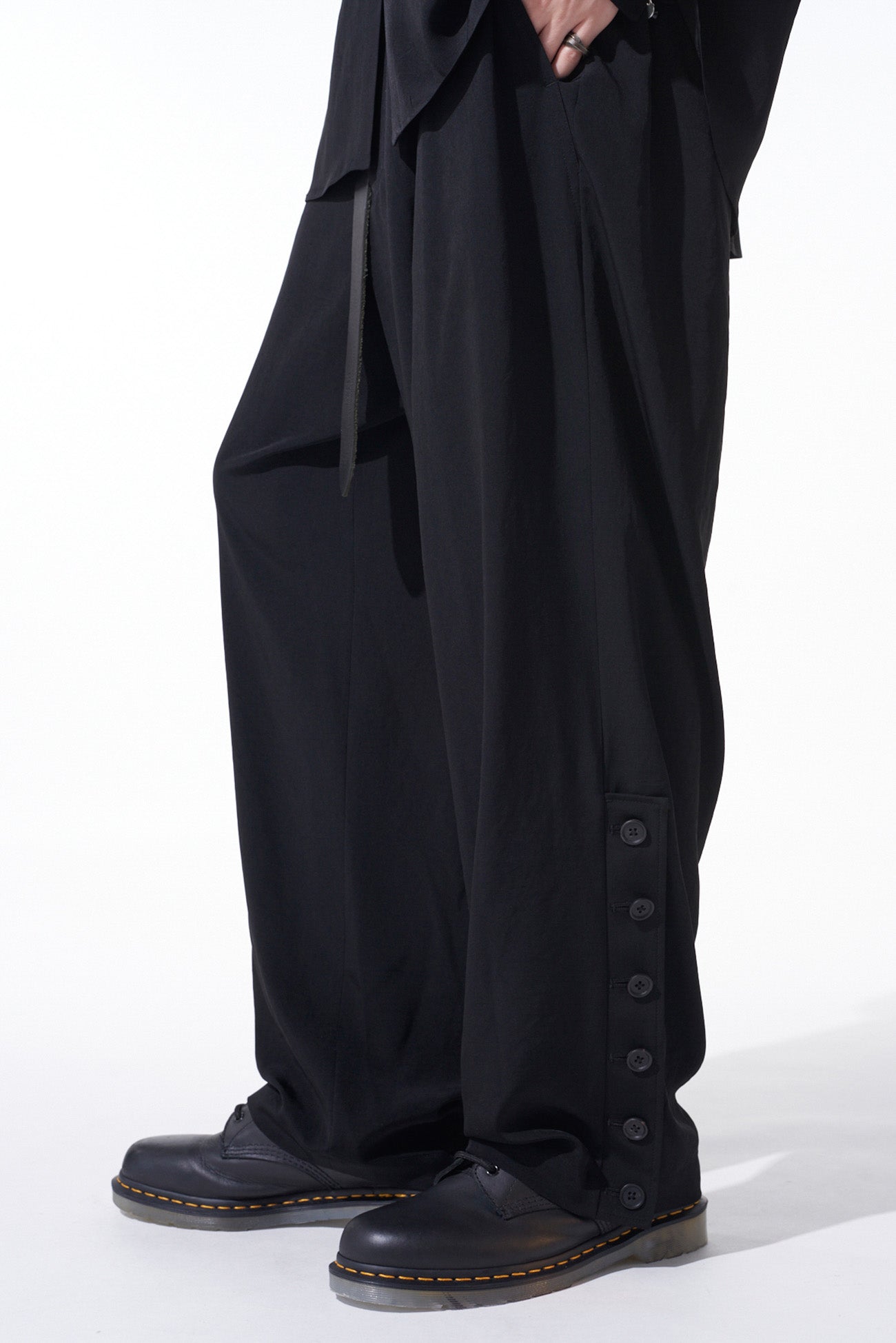 Stylish Crepe de Chine Button Slit Pants for Women - Comfortable & Elegant High-Waisted Trousers for Office, Party, and Casual Wear