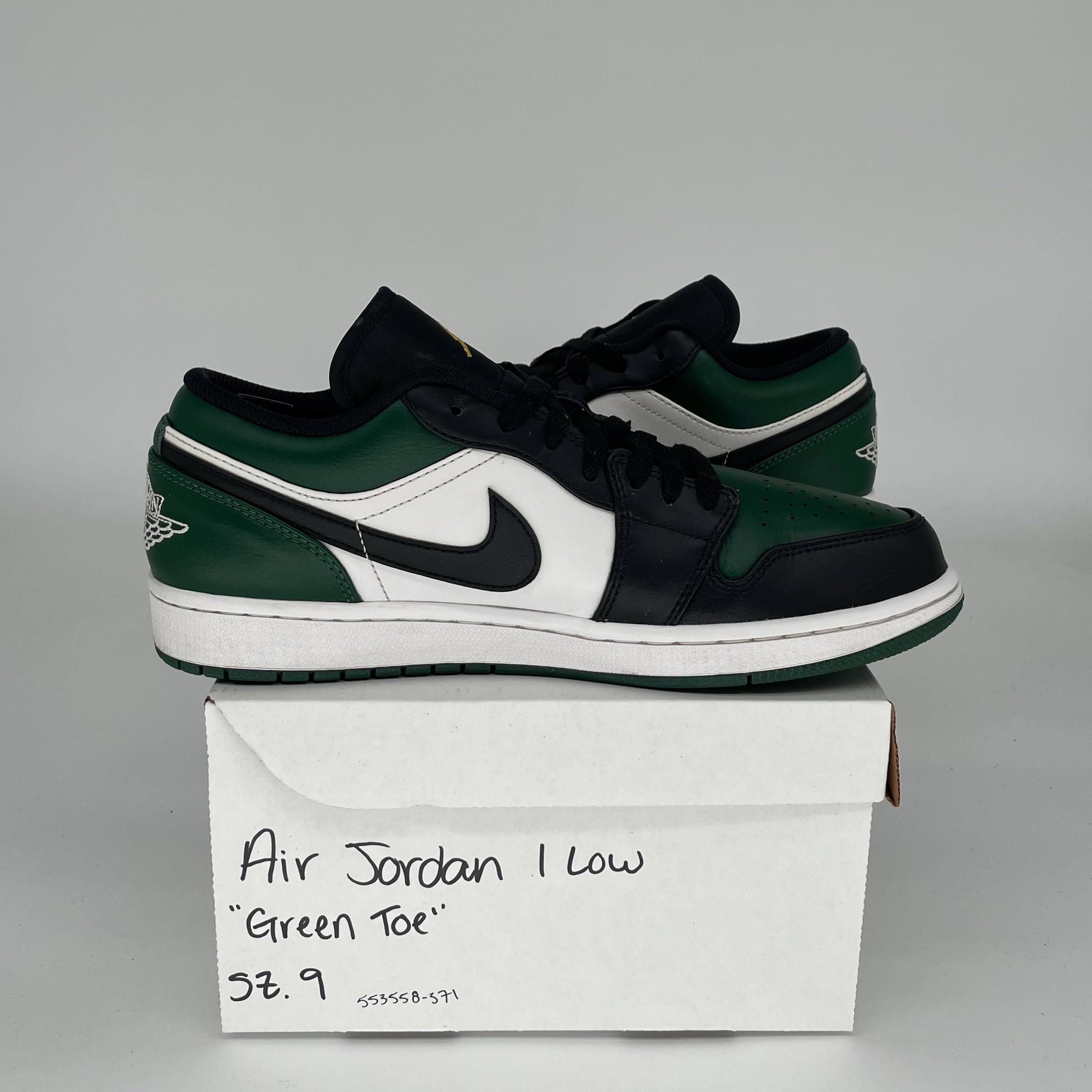 Air Jordan 1 Low Green Toe Men's Basketball Shoes Size 9 - Style 553558-371 | Sneakers for Casual Wear, Street Fashion & Sports