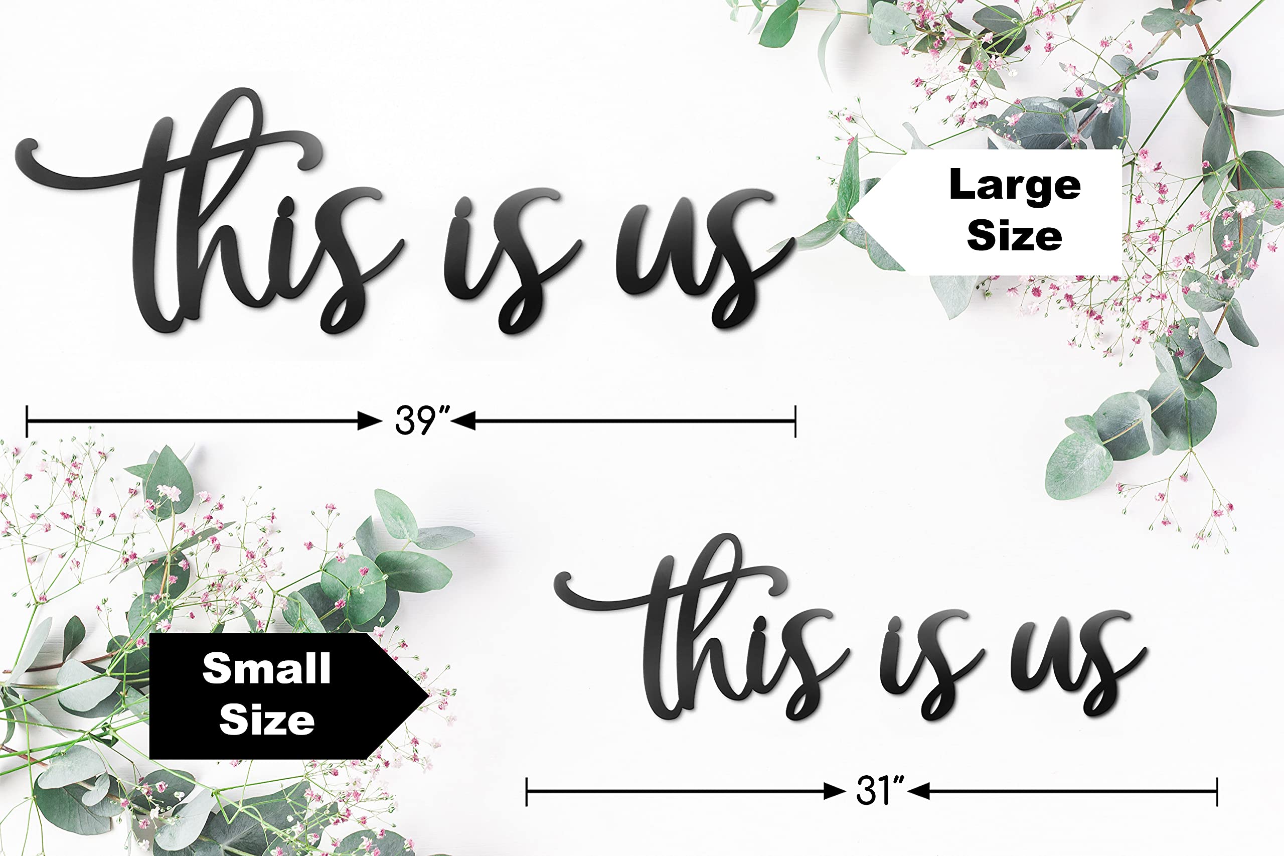 This Is Us Metal Wall Art - 9.5”x31” Large Black Home Decor Sign for Living Room, Bedroom & Office | Rustic Farmhouse Decor | Perfect for Housewarming Gifts & Room Makeovers