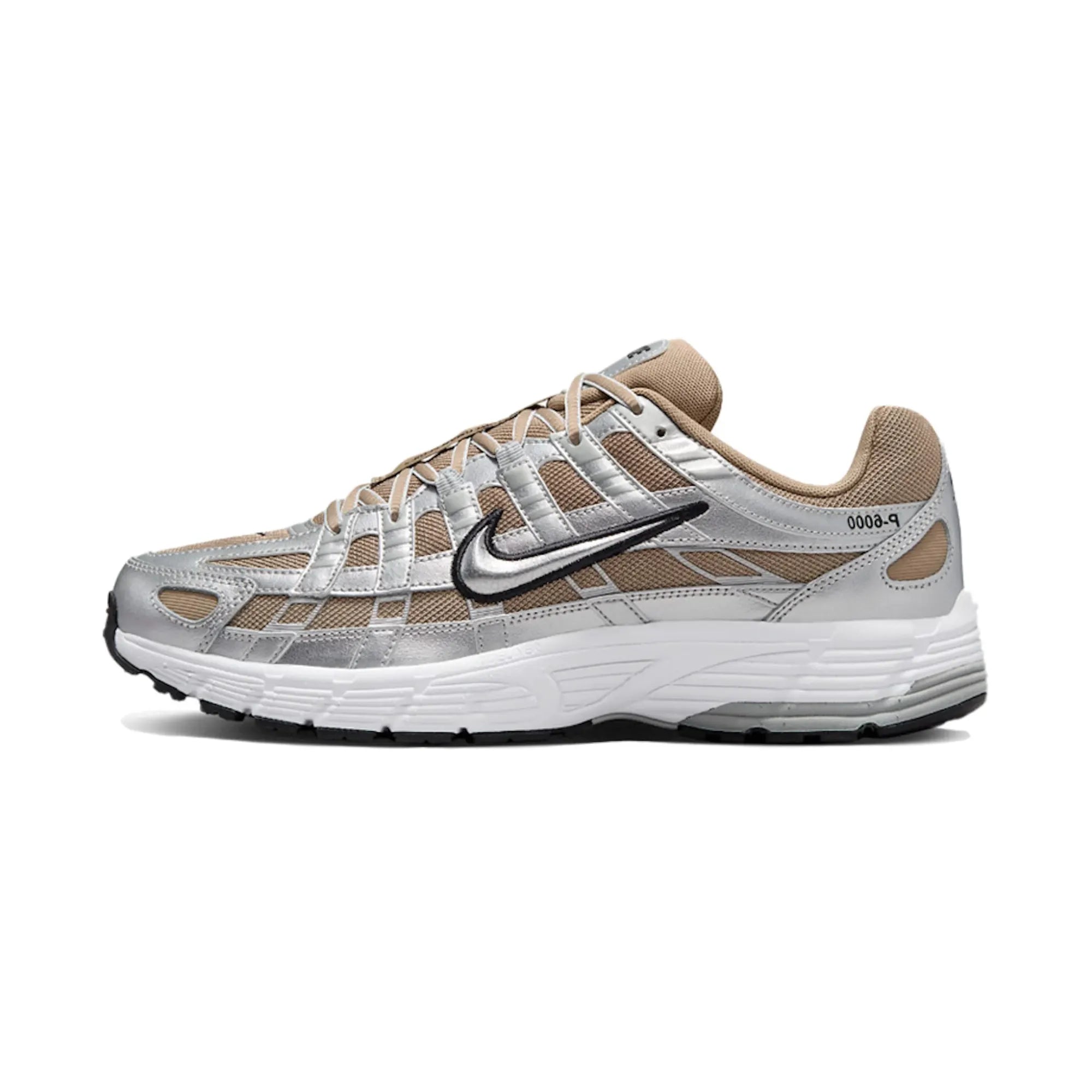 Nike P 6000 Running Shoes for Men - Khaki & Metallic Silver Colorway | Lightweight Cushioned Sneakers for Jogging, Gym Workouts & Casual Wear