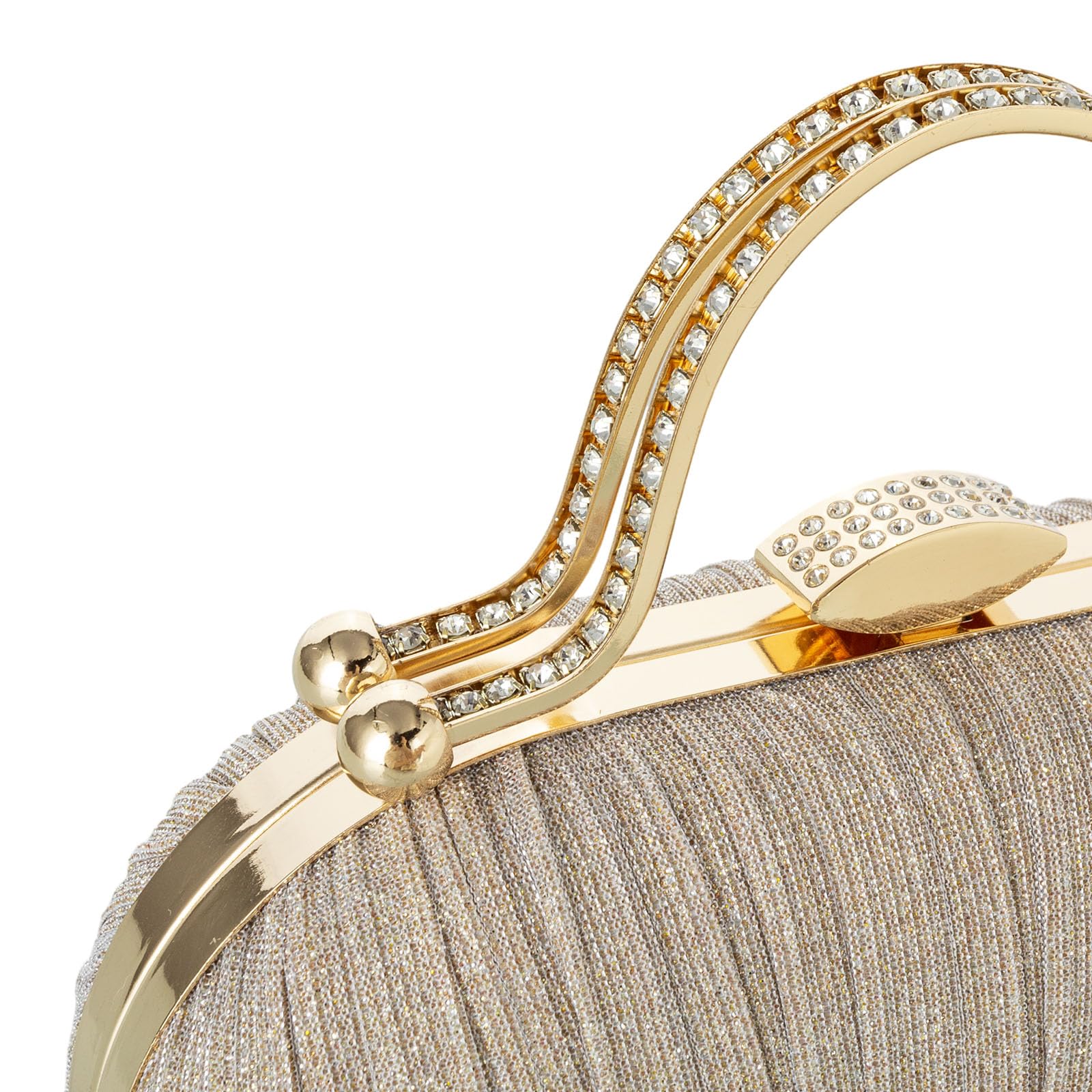Simcat Women's Gold Glitter Clutch Purse - Elegant Pleated Evening Handbag for Formal Events, Bridal Wedding, Prom & Special Occasions - Perfect for Parties, Dinners & Night Out