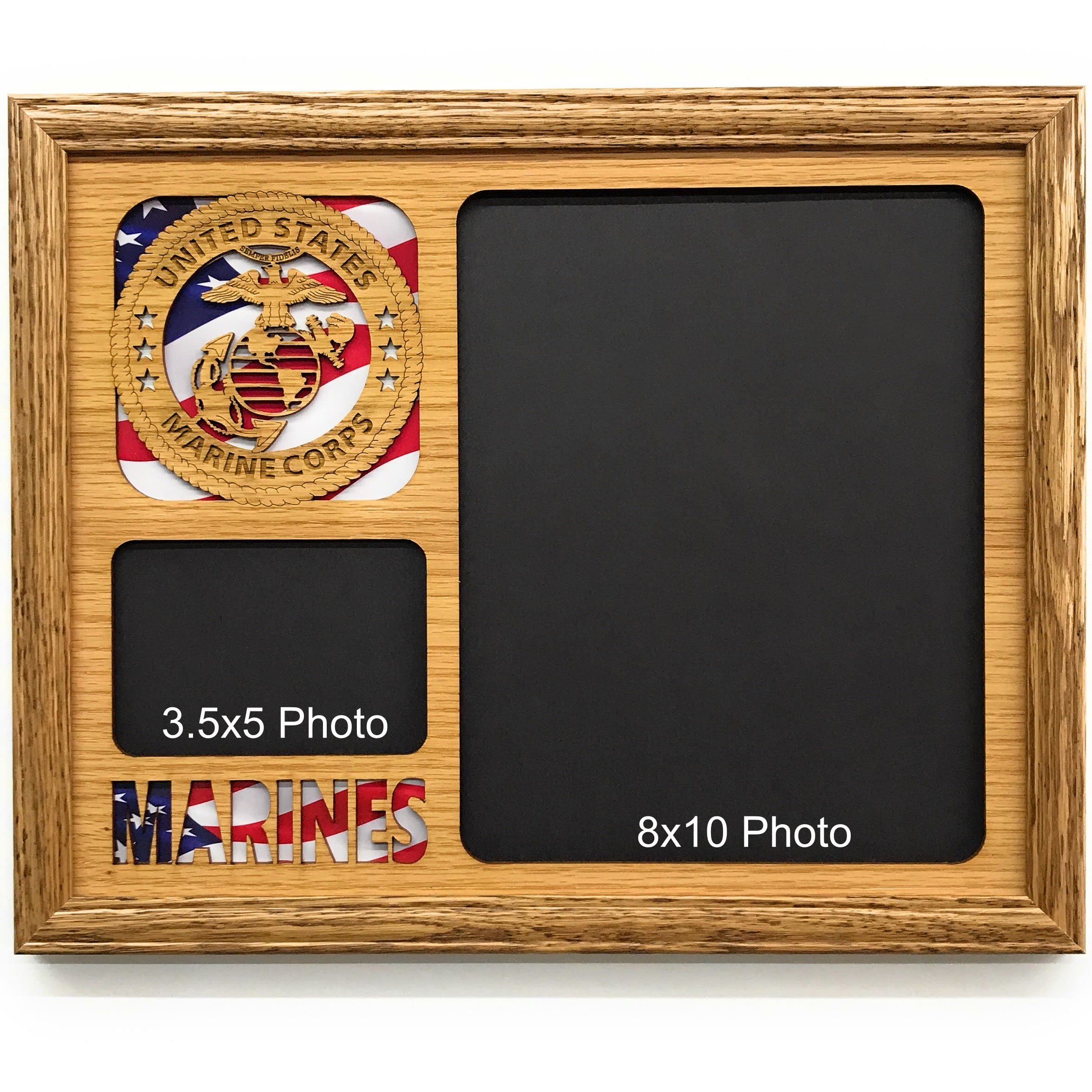 US Marine Corps Picture Frame 11x14 - Honey Wood Military Photo Display for Home, Office & Gifts | Wall Mount or Tabletop Decor