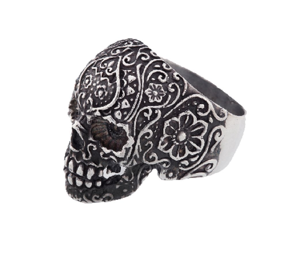Gothic Skull Flower Finger Ring for Women - Punk Outlaw Jewelry for Halloween, Cosplay, and Gothic Fashion Accessories