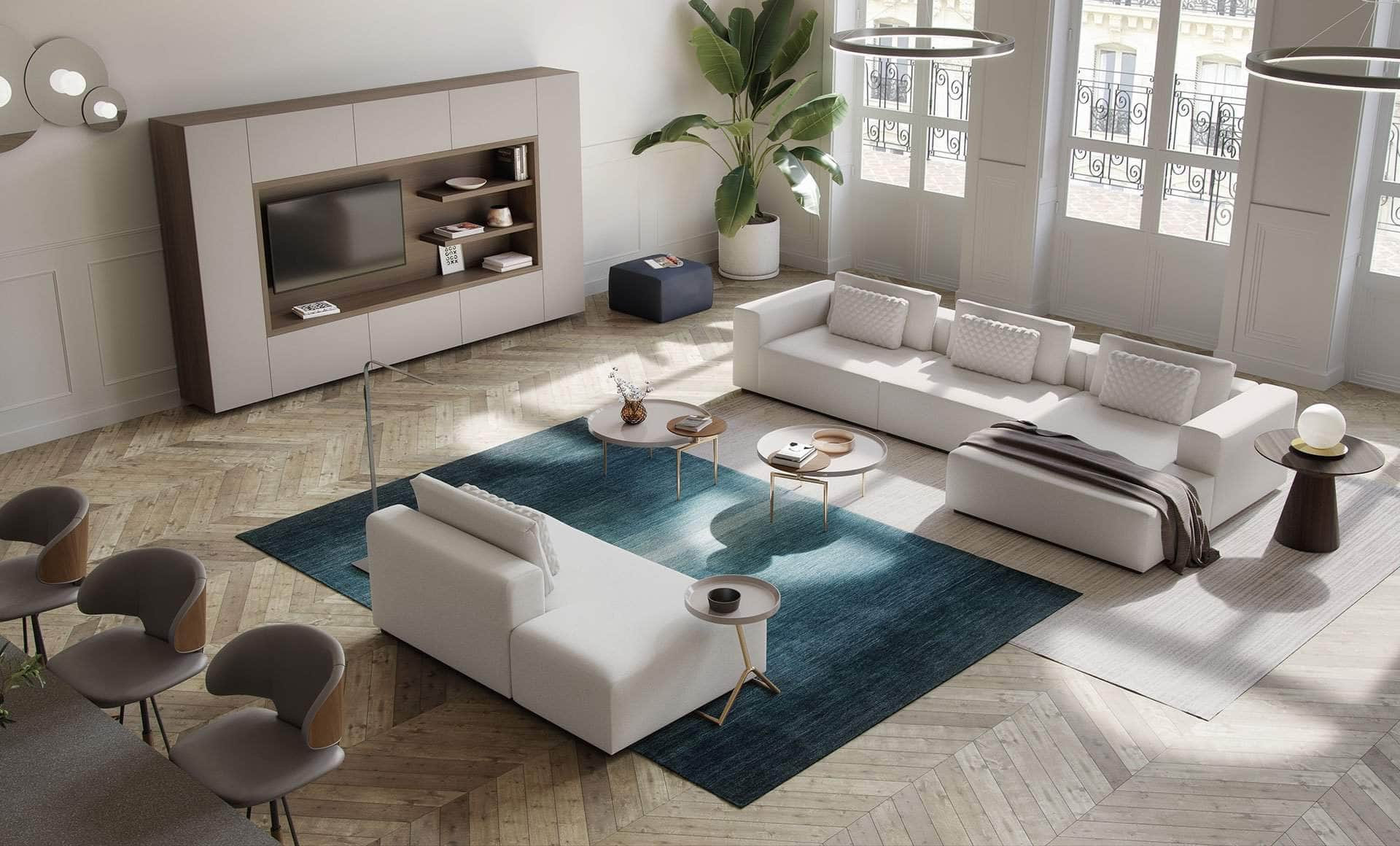Spruce Modular Sectional Sofa with Right Facing Chaise - Chalk Fabric Upholstery | 2 Configurations | Perfect for Living Room, Lounge & Family Gatherings