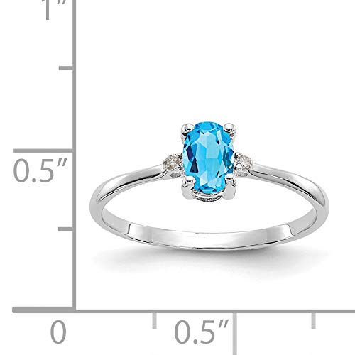 10K White Gold Genuine Diamond & Blue Topaz Birthstone Ring - Size 6.0 | Elegant Jewelry Gift for Women, Anniversary & Special Occasions