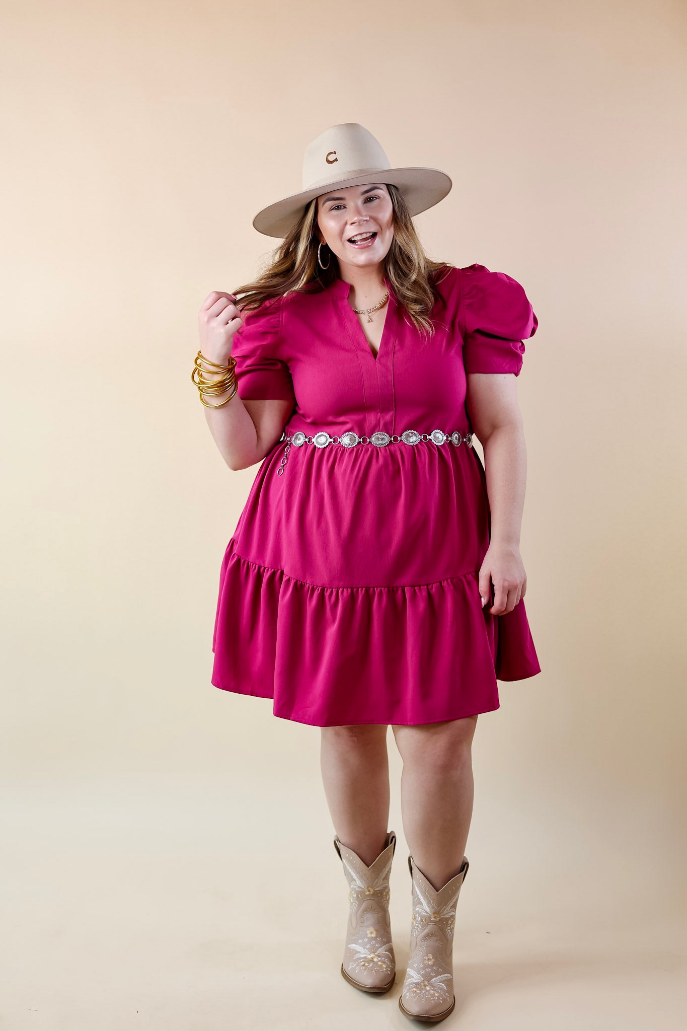 Call Me Chic Balloon Sleeve Short Dress - Magenta Purple Flowy Party Dress for Women | Perfect for Cocktail Parties, Date Nights & Summer Events