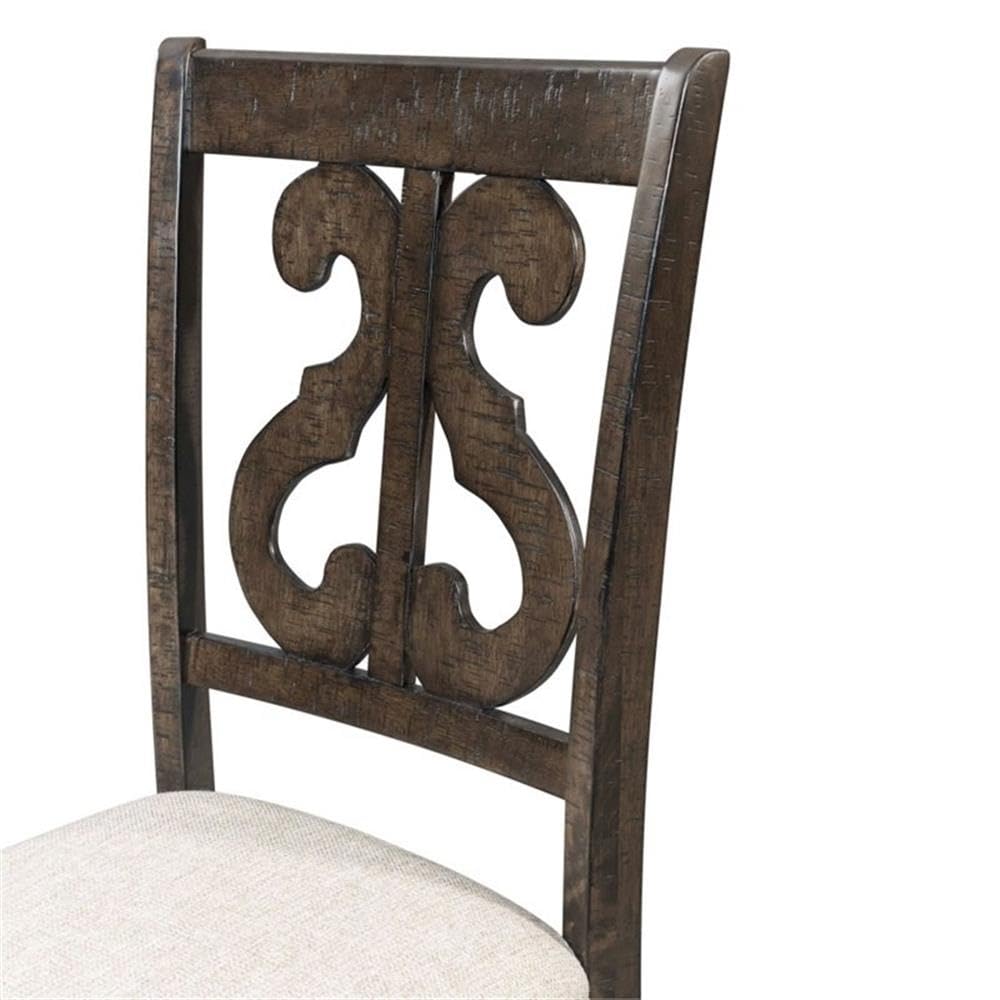 BOWERY HILL Walnut Dining Chairs Set of 2 - Taupe Upholstered Seats for Kitchen, Dining Room & Breakfast Nook - Modern Comfortable Wooden Chairs for Home Decor