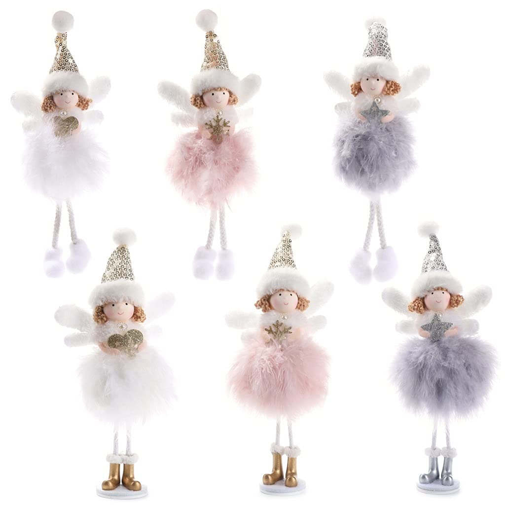 UXZDX CUJUX Feather Angel Ornaments - Elegant Christmas Tree Decorations & Festive Holiday Pendants, Perfect as Children's Gifts & Merry Christmas Home Decor (Color: A) - Ideal for Tree Toppers, Mantel Displays & Holiday Party Decorations