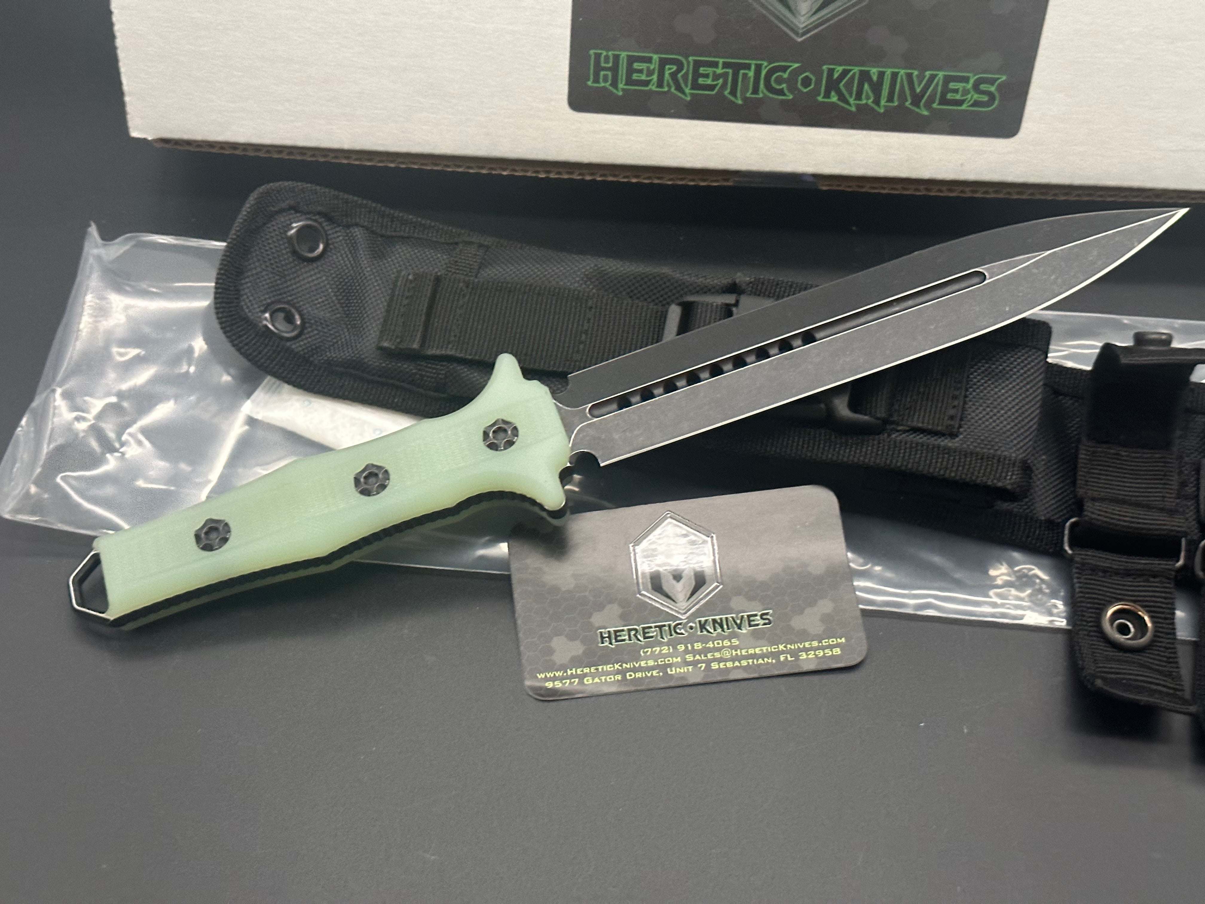 Heretic H003 8A Jade Nephilim Tactical Knife - Premium Damascus Steel Blade for Outdoor Survival, Camping & EDC Use