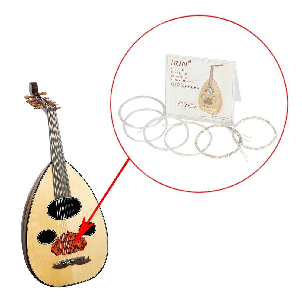 Premium Oud Strings Set (D-A-E-B-F) - Clear Nylon with Silver-Plated Copper Alloy Wound - 10 or 12 Strings for Professional Oud Players - Perfect for Middle Eastern Music Performances & Practice Sessions
