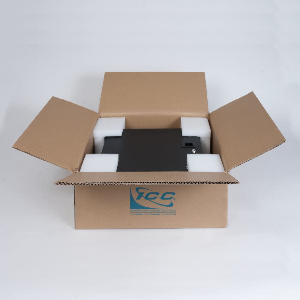 ICC 4-Slot LGX Compatible Fiber Optic Wall Mount Enclosure - Holds Up to 96 Fibers for Secure Cable Management | Ideal for Data Centers, Telecom Rooms & Network Installations