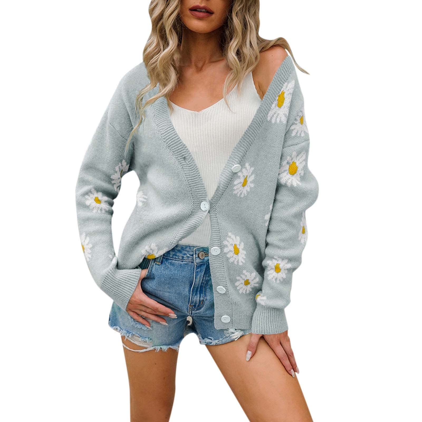 Trendy Daisy Knit Cardigan Sweater Coat for Women - Oversized Comfort for Casual Outings, Office Wear & Fall Layering