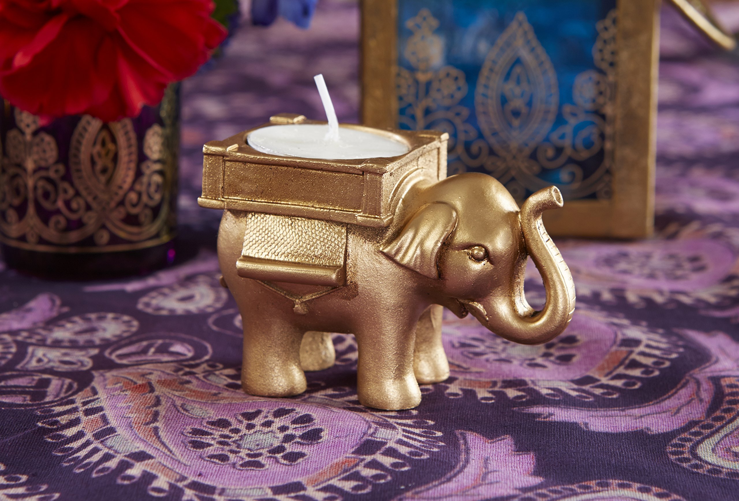 Kate Aspen Lucky Elephant Golden Tealight Holder - Elegant Home Decor for Weddings, Parties & Meditation Spaces