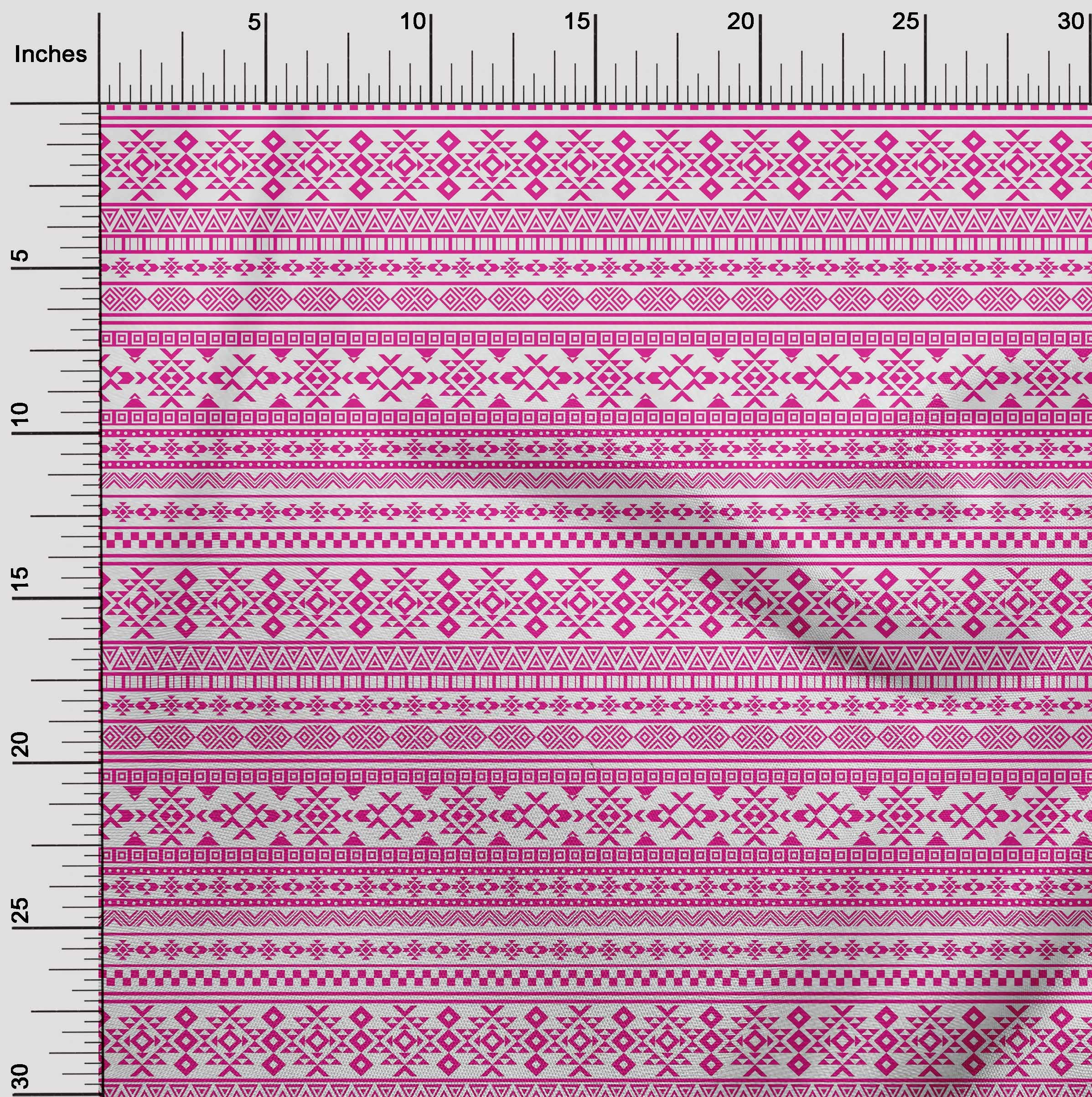 oneOone Cotton Jersey Fuschia Pink Geometric Tribal Print Fabric by The Yard - 58 Inch Wide Soft Stretchy Material for Dresses, Skirts & DIY Fashion Projects