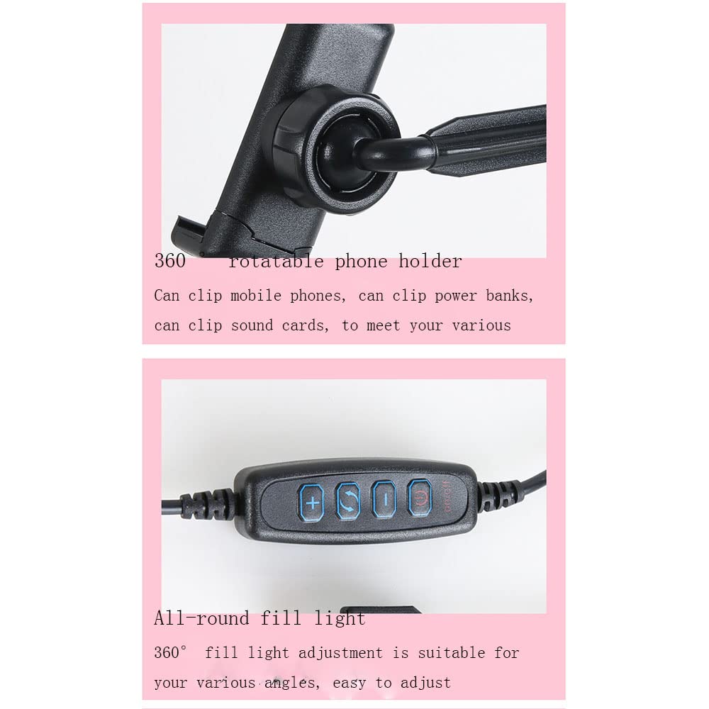 MINJUK 9Cm Round Fill Light Bracket - Anchor Live Streaming & Selfie Ring Light with Adjustable Stand, Desktop Beauty Lighting for YouTube/TikTok Videos, Makeup, Photography & Video Calls