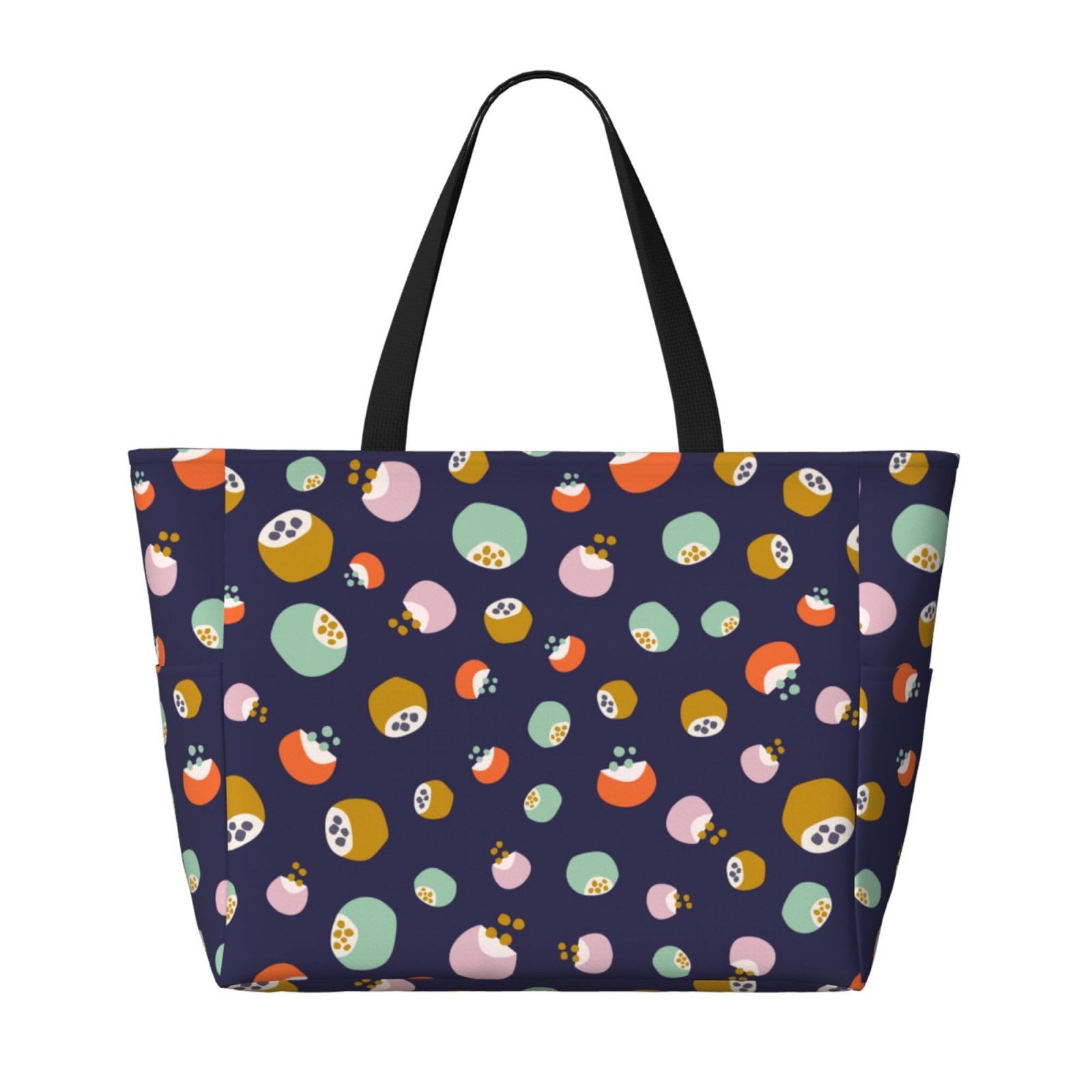 **Large Waterproof Beach Tote Bag for Women - Cartoon Lotus Root Design, Sandproof Swim Bag for Pool, Beach & Travel | Perfect for Vacation, Swimming & Summer Outings**
