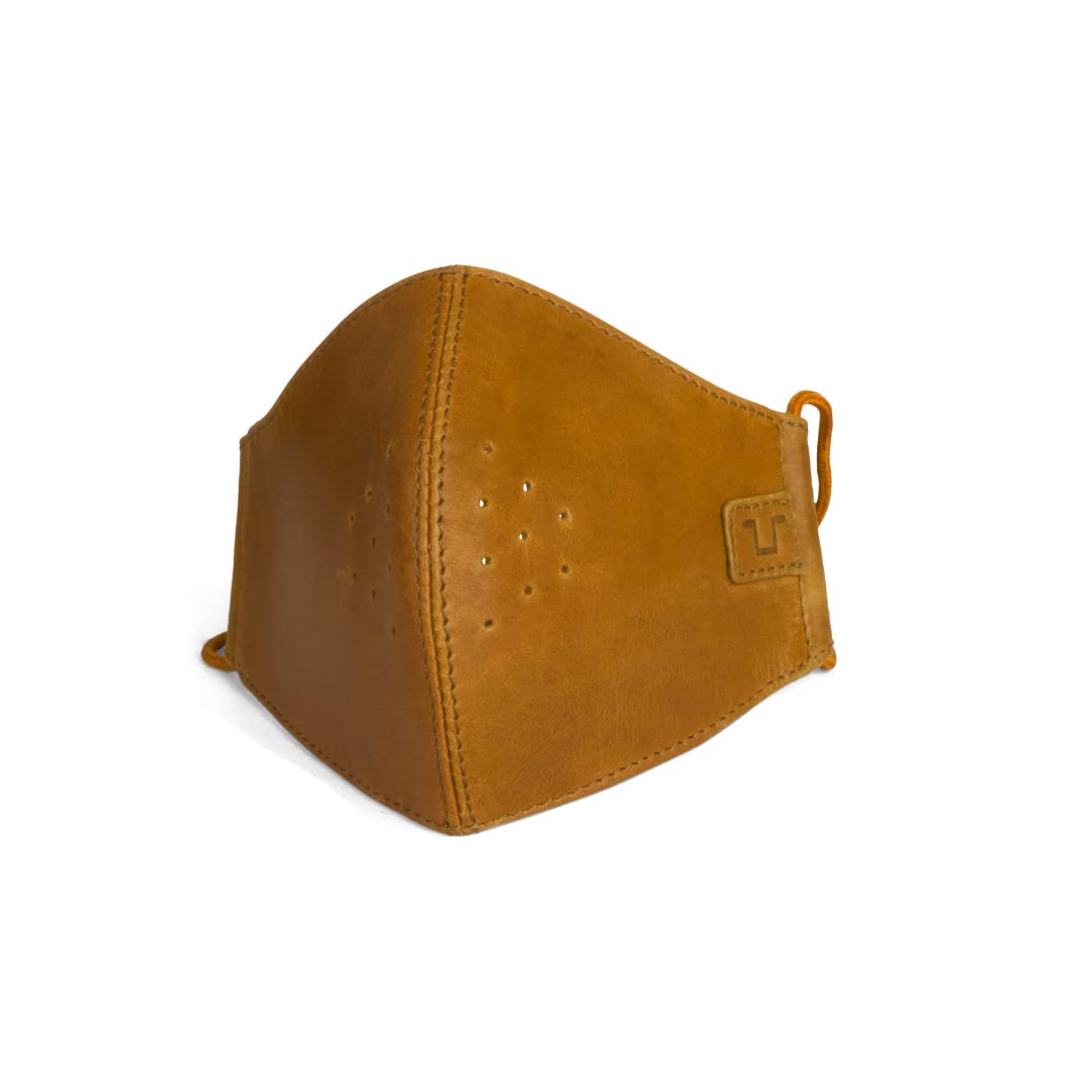 Vintage Tan Leather Face Mask by Trip Machine Company - Handmade Motorcycle Biker Mask for Riding, Cosplay, and Steampunk Costume Accessories