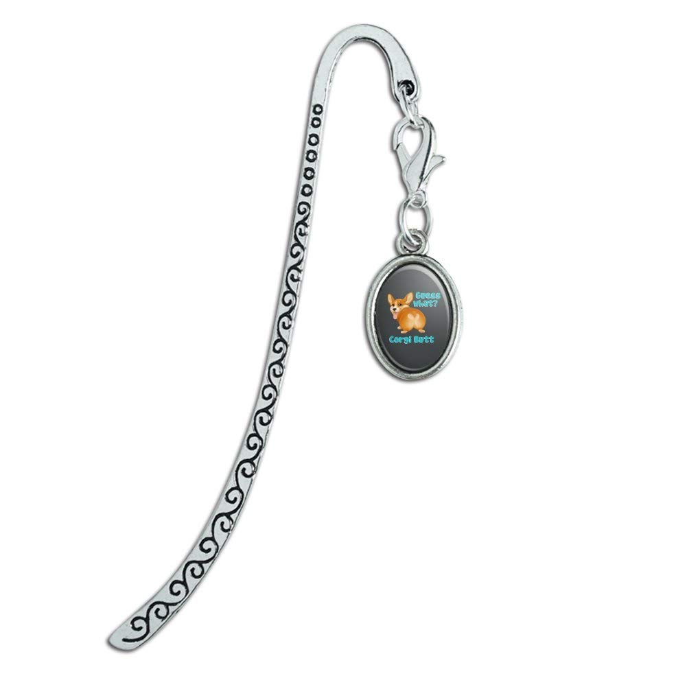 Funny Corgi Butt Metal Bookmark with Oval Charm - Cute Dog Lover Gift for Bookworms & Reading Enthusiasts | Perfect for Books, Journals, and Gifts