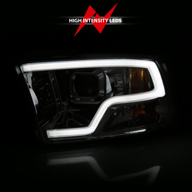 ANZO Plank Style Projector Headlights with Halo Ring - Chrome Housing - Compatible with Dodge Ram 1500 (2009-2018) - Upgrade Your Truck's Style & Night Visibility for Off-Roading & Daily Driving