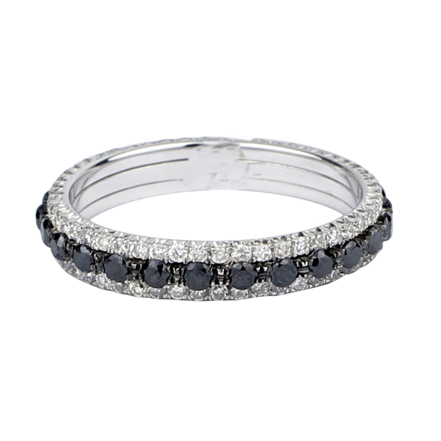 18K White Gold Black and White Diamond Full Eternity Band Ring - Perfect for Weddings, Anniversaries & Special Occasions