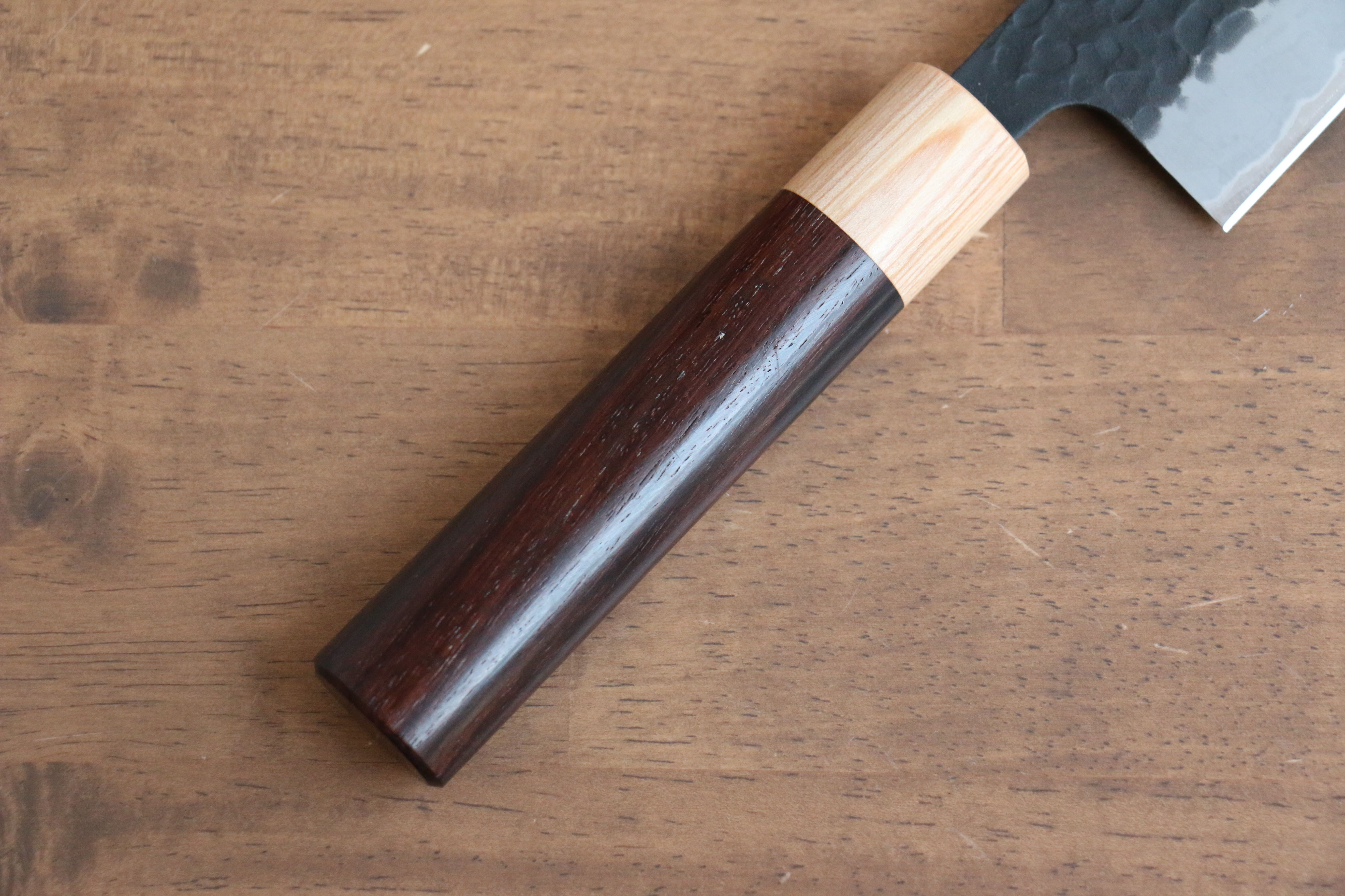 Premium Seisuke Shitan Blue Super Hammered Kurouchi Kiritsuke Knife 210mm - High Carbon Steel Blade with Exquisite Shitan Handle - Perfect for Sushi, Sashimi & Precision Cutting in Professional Kitchens & Home Cooking