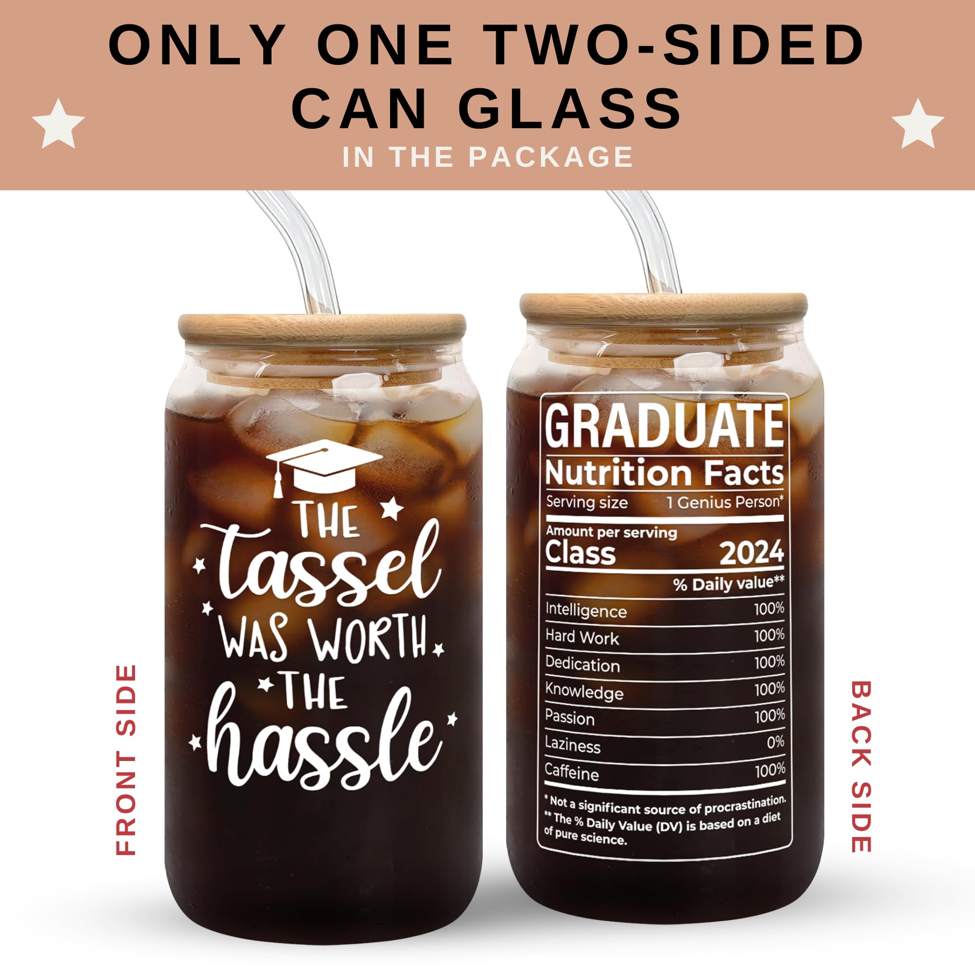 2024 Graduation Gifts for Her - High School & College Graduate Gift Ideas - 16 Oz Can Glass - Perfect for Celebrations, Parties & Dorm Decor