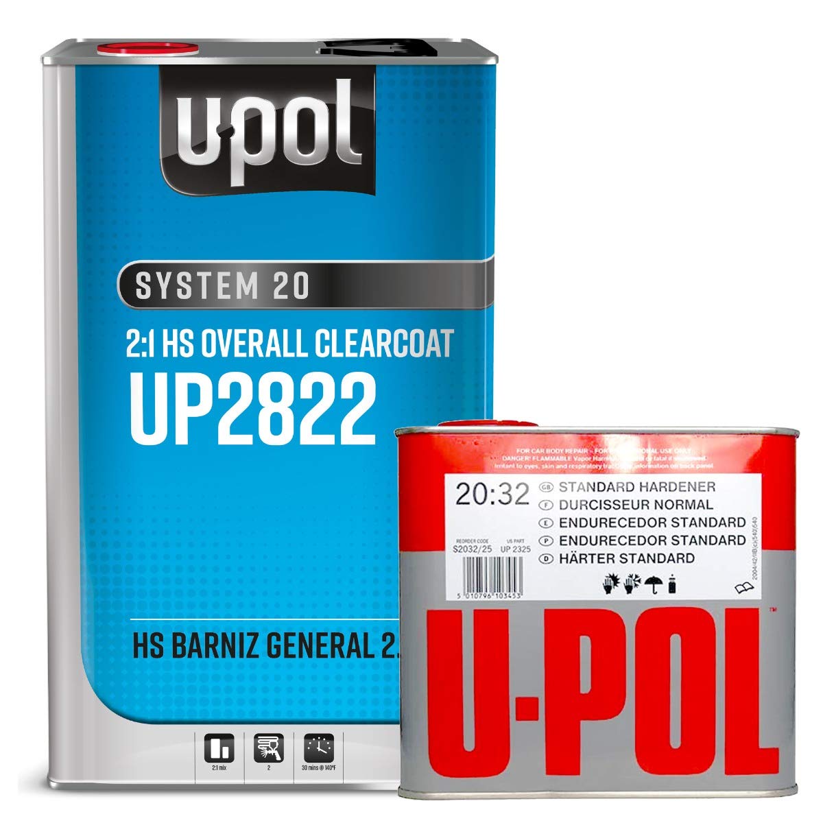 U-Pol 2822 Clear System 2082 Slow Coat Paint - 5 Liter High Gloss Automotive Clear Coat for Cars, Trucks & Motorcycles | Professional DIY Auto Body Repair & Restoration