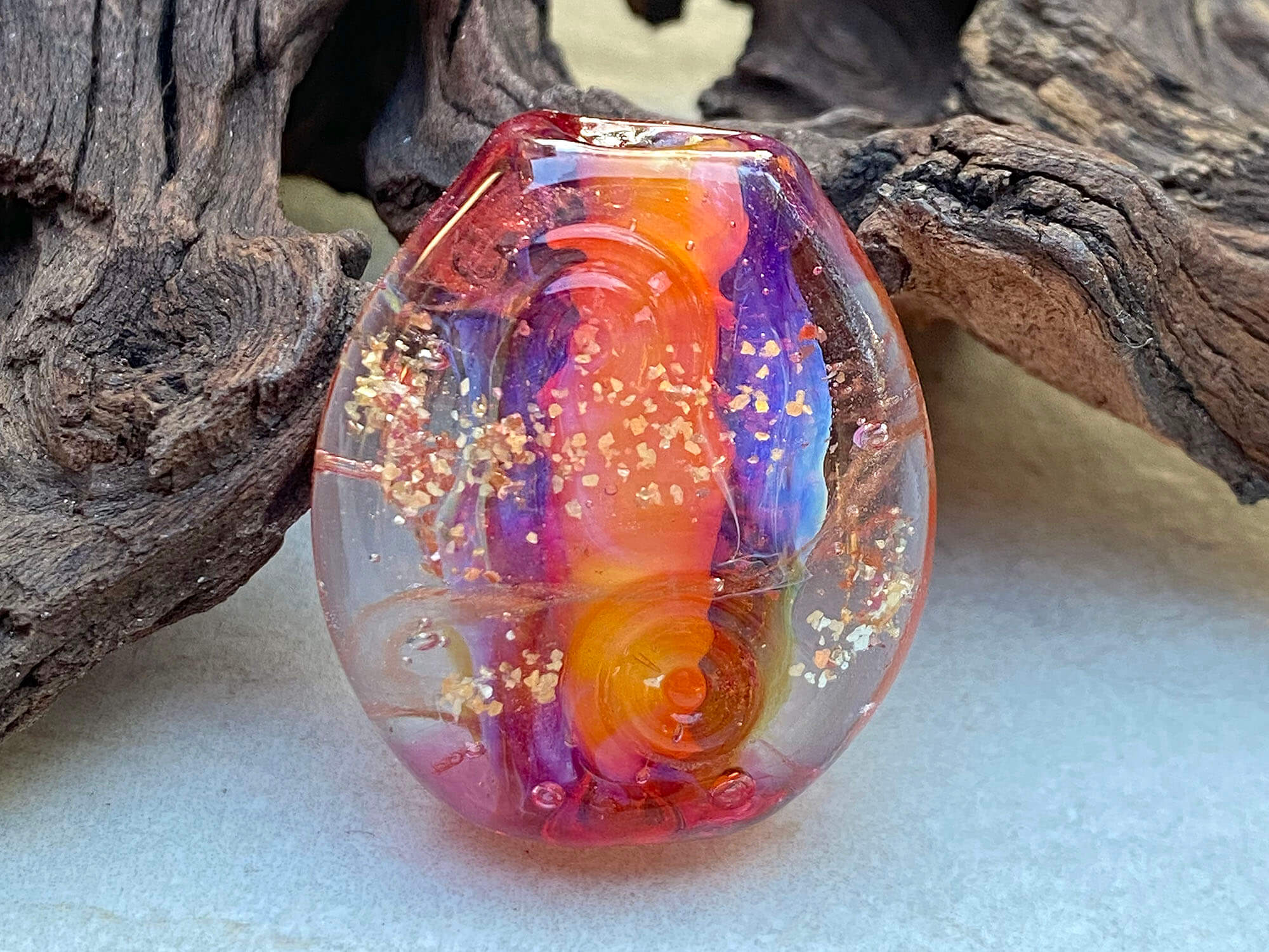 Handmade Coral Pink Lampwork Glass Focal Bead for Jewelry Making - Perfect for Necklaces, Bracelets, and DIY Craft Projects