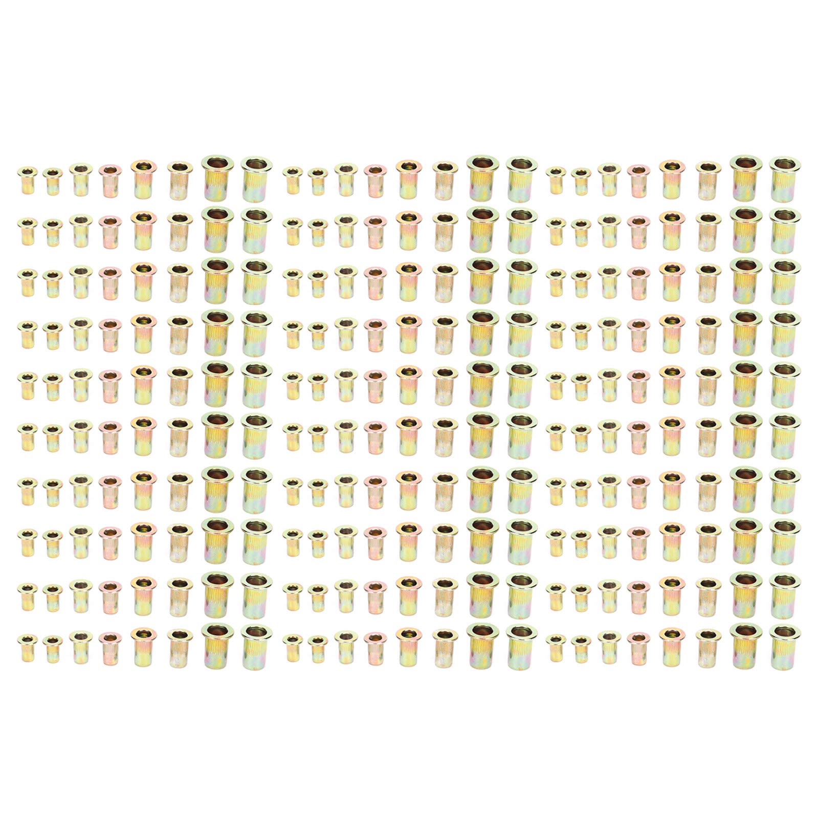 240-Piece Zinc Plated Rivet Nut Assortment Kit - M3 M4 M5 M6 M8 Threaded Insert Nuts for Metal, Wood & DIY Projects - Heavy Duty Fastener Hardware for Automotive, Furniture & Workshop Applications