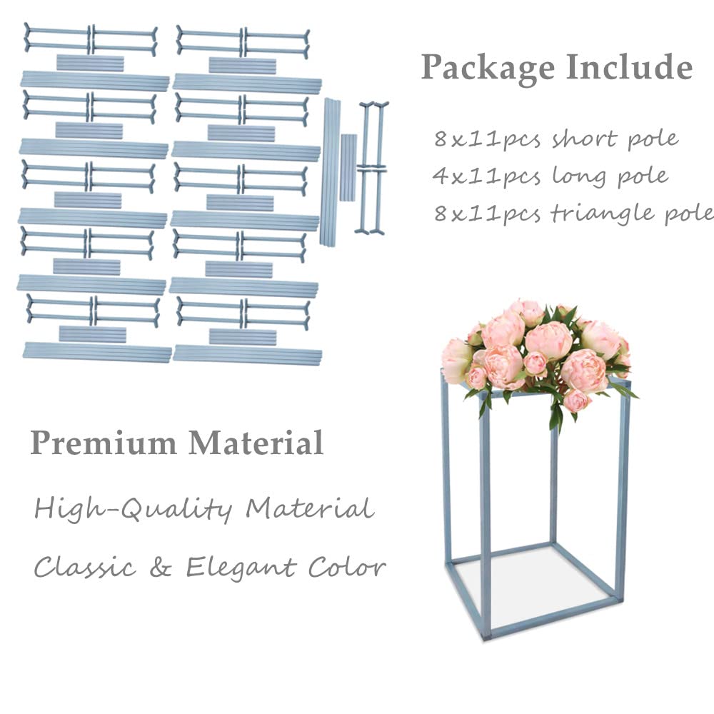 LOYALHEARTDY Modern Geometric Wedding Flower Stand - Silver Metal Vase Column for Wedding Decor, Bridal Shower, Reception Centerpiece - Elegant Floral Display for Ceremony & Home Decor