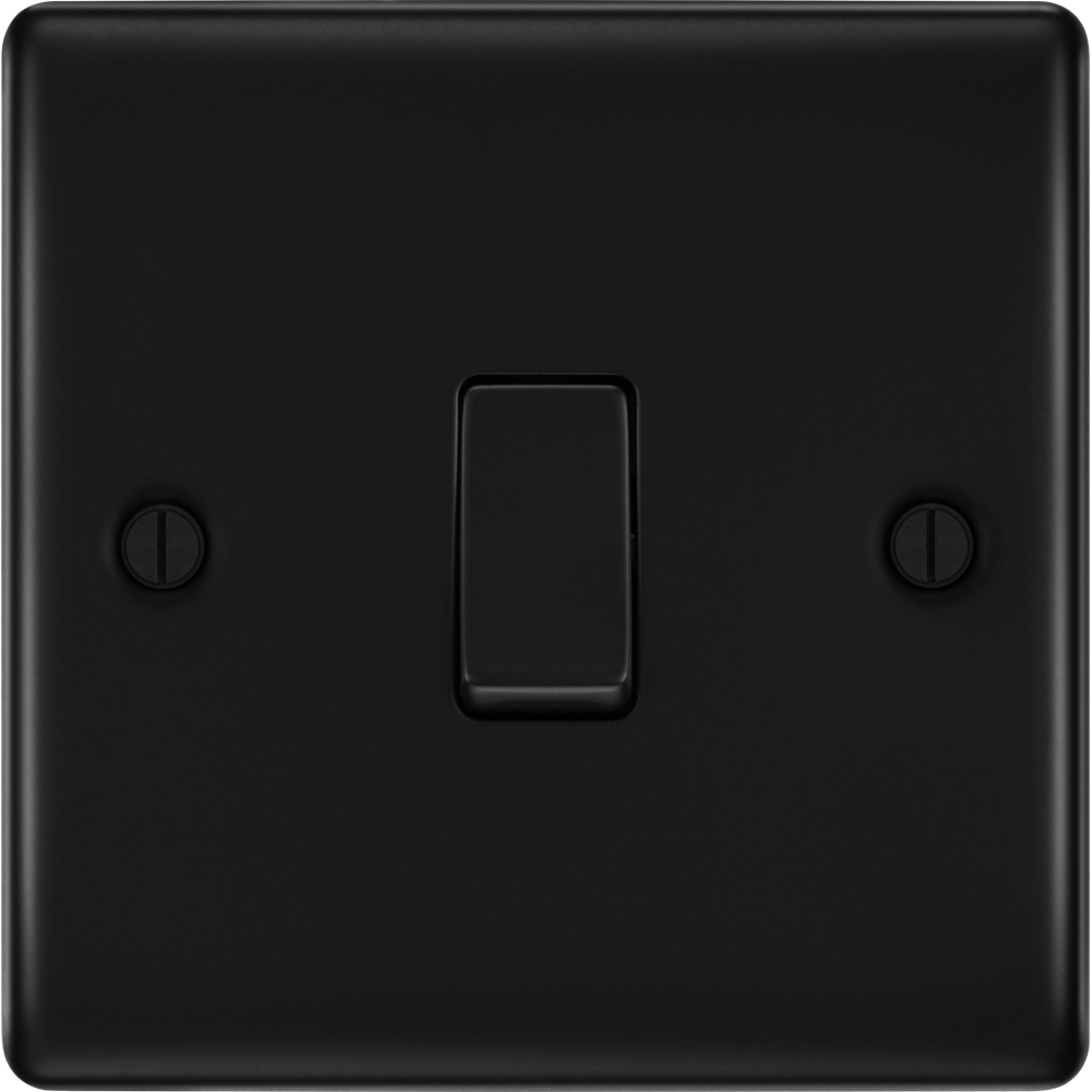 BG Nexus Metal Matt Black 1G 2W Light Switch NFB12 - Modern Electrical Switch for Home & Office - Perfect for Bedrooms, Living Rooms and Commercial Spaces