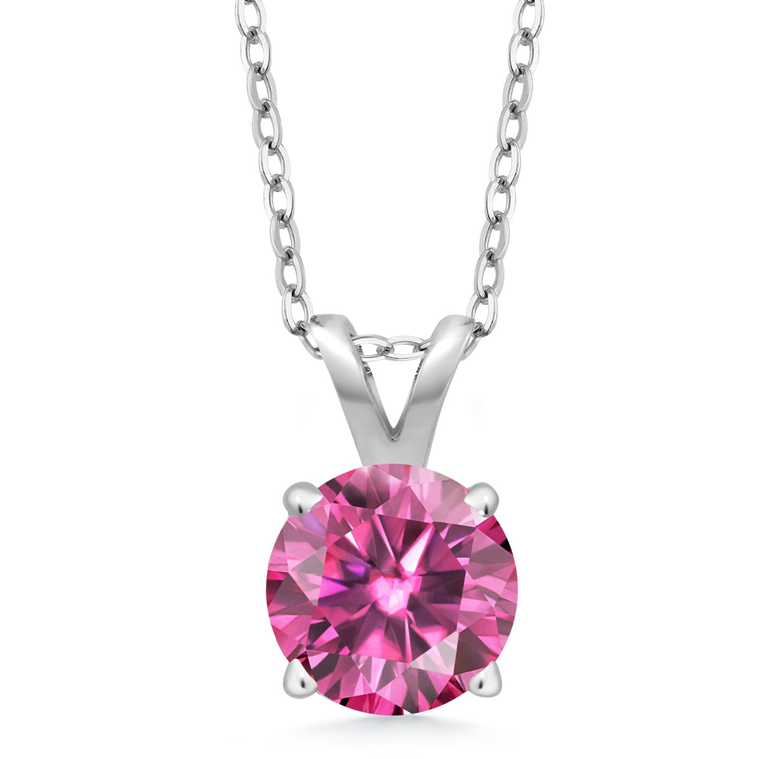 Gem Stone King 925 Sterling Silver 6MM Round Birthstone Pendant Necklace for Women | Solitaire Gemstone Jewelry with 4-Prong Setting & 18