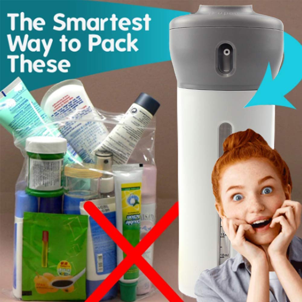 4-in-1 Travel Dispenser Bottle Set - Leak Proof Refillable Cosmetic Containers for Toiletries, Lotion & Liquid - Perfect for Air Travel, Gym & Vacation Essentials (BPA-Free Plastic)