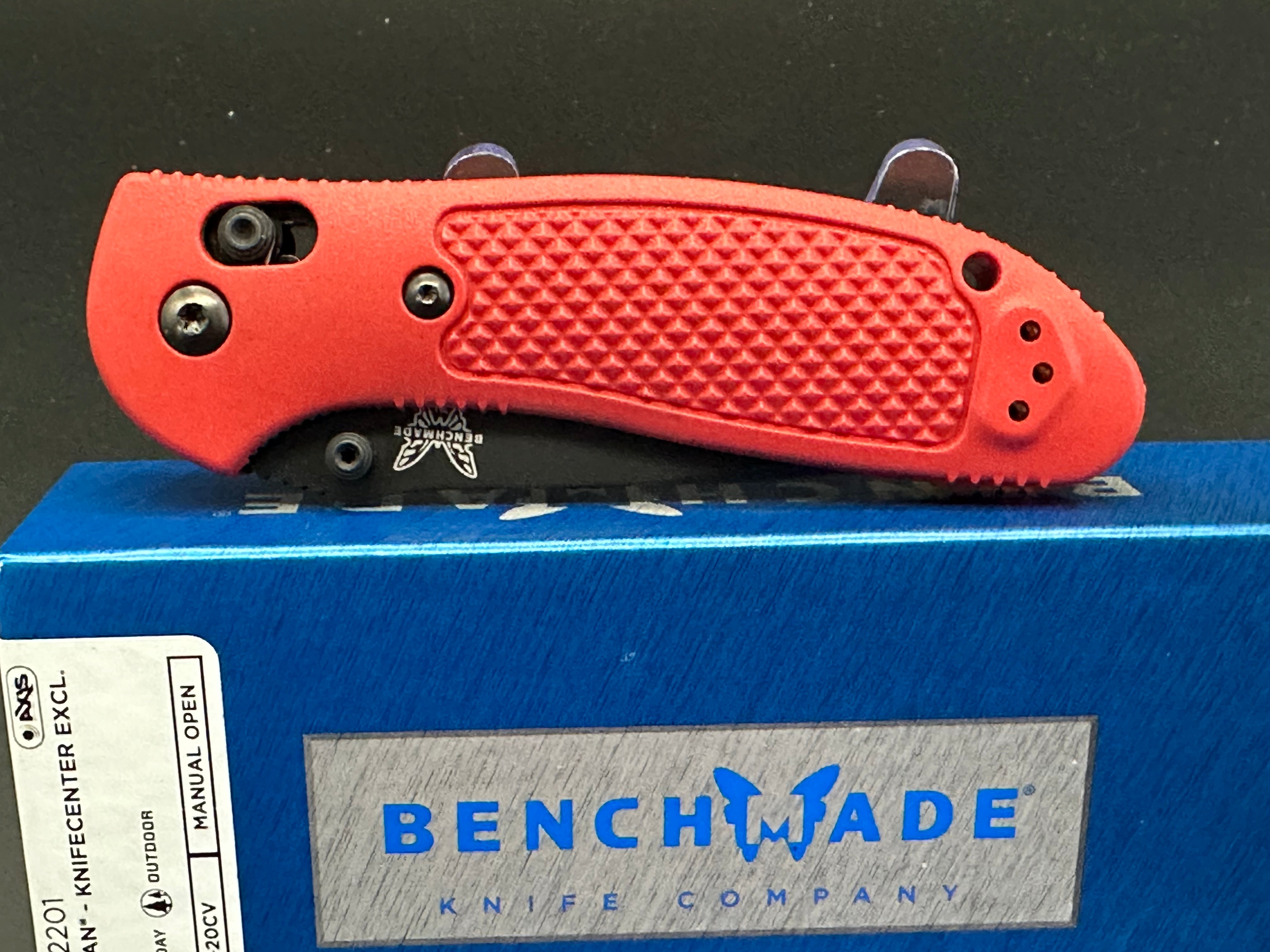 Benchmade Griptilian Knife - Exclusive 20CV Steel Blade with Red GFN Handles | EDC, Outdoor, Camping, Survival & Tactical Use