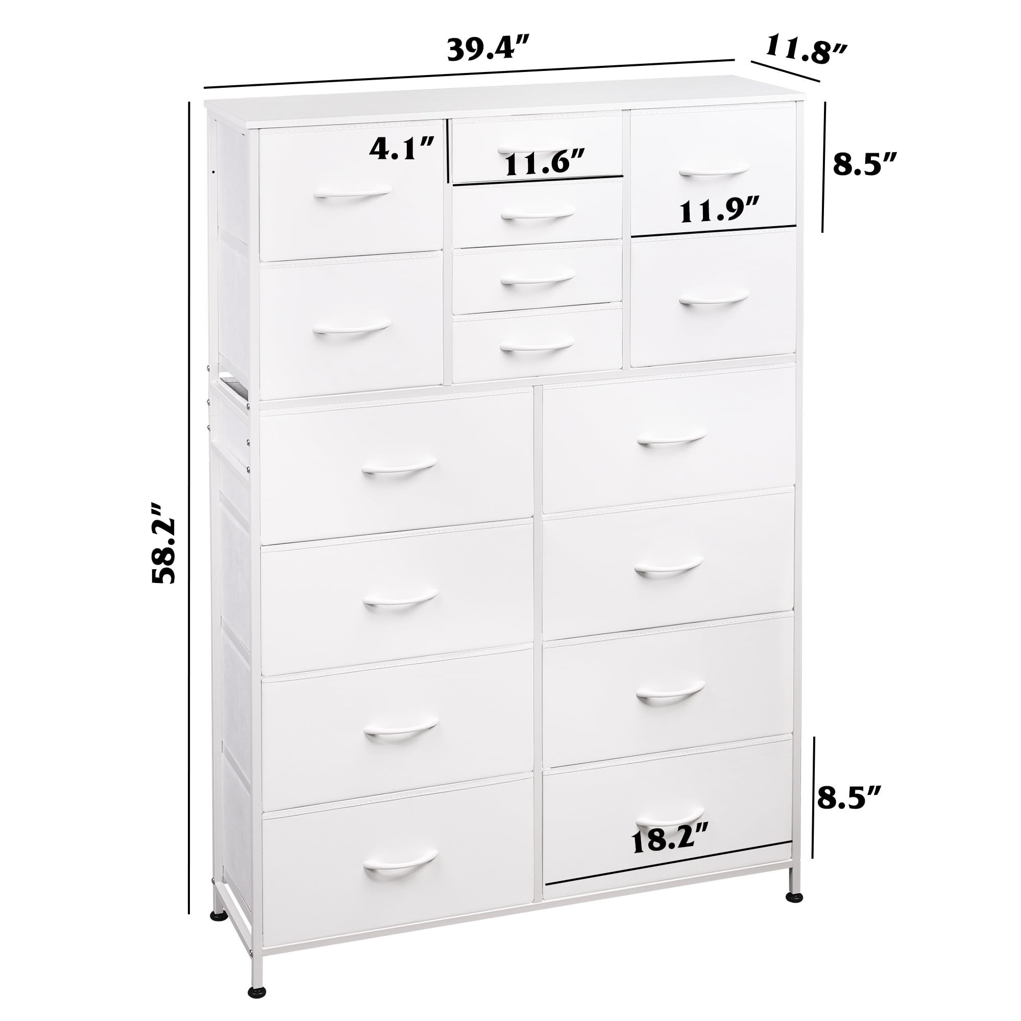 WLIVE 16-Drawer Fabric Dresser Storage Tower - Tall Chest of Drawers Organizer for Bedroom, Closet & Hallway | Sturdy Steel Frame White Storage Cabinet | Perfect for Clothes, Toys & Home Organization