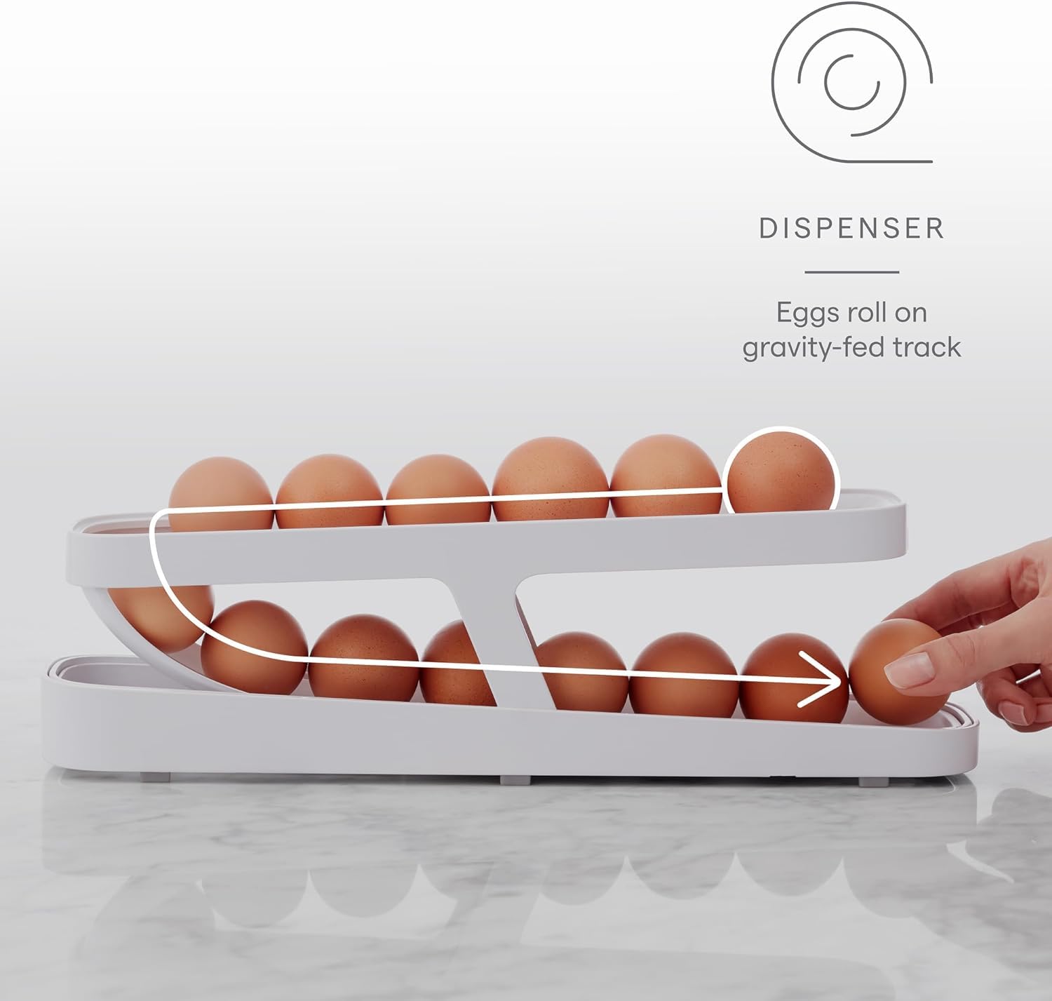 AL ZAHRA - Space-Saving Rolling Egg Dispenser for Refrigerator | Egg Storage Box & Organizer with Easy Access | Durable Fridge Egg Tray for Kitchen Organization | Perfect for Breakfast Meal Prep & Home Cooking