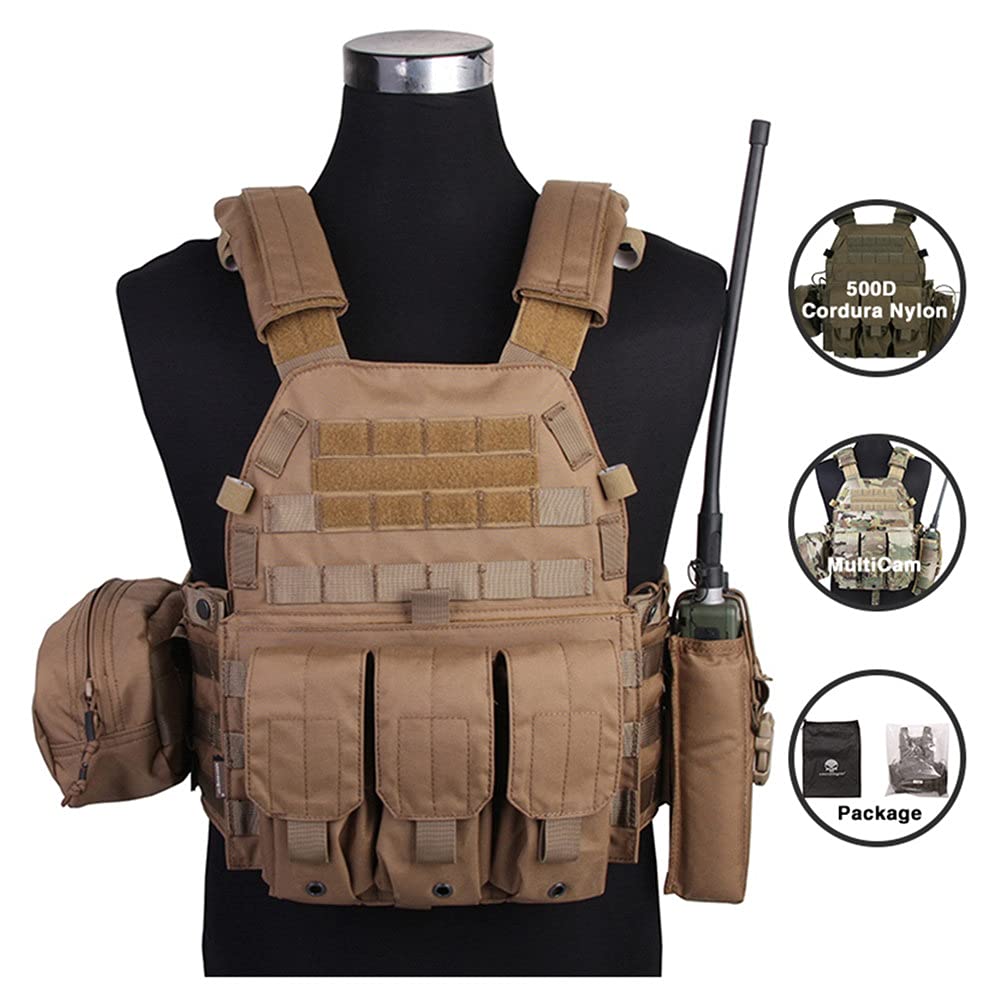 EmersonGear LBT6094A Tactical Vest for Airsoft & Paintball - MOLLE Compatible with Radio Pouch, Triple Magazine Pouch & Utility Dump Pouch | Perfect for Military Simulation, Outdoor Training & Tactical Games