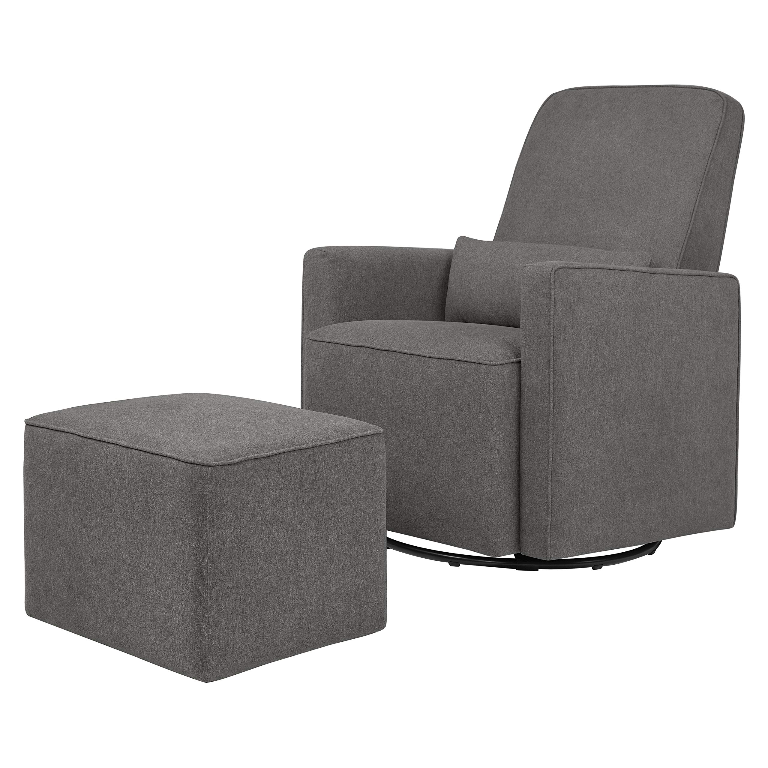 DaVinci Olive Upholstered Swivel Glider Recliner Chair with Ottoman - Dark Grey Modern Nursery Rocker, Greenguard Gold & CertiPUR-US Certified for Baby Nursery, Living Room or Bedroom